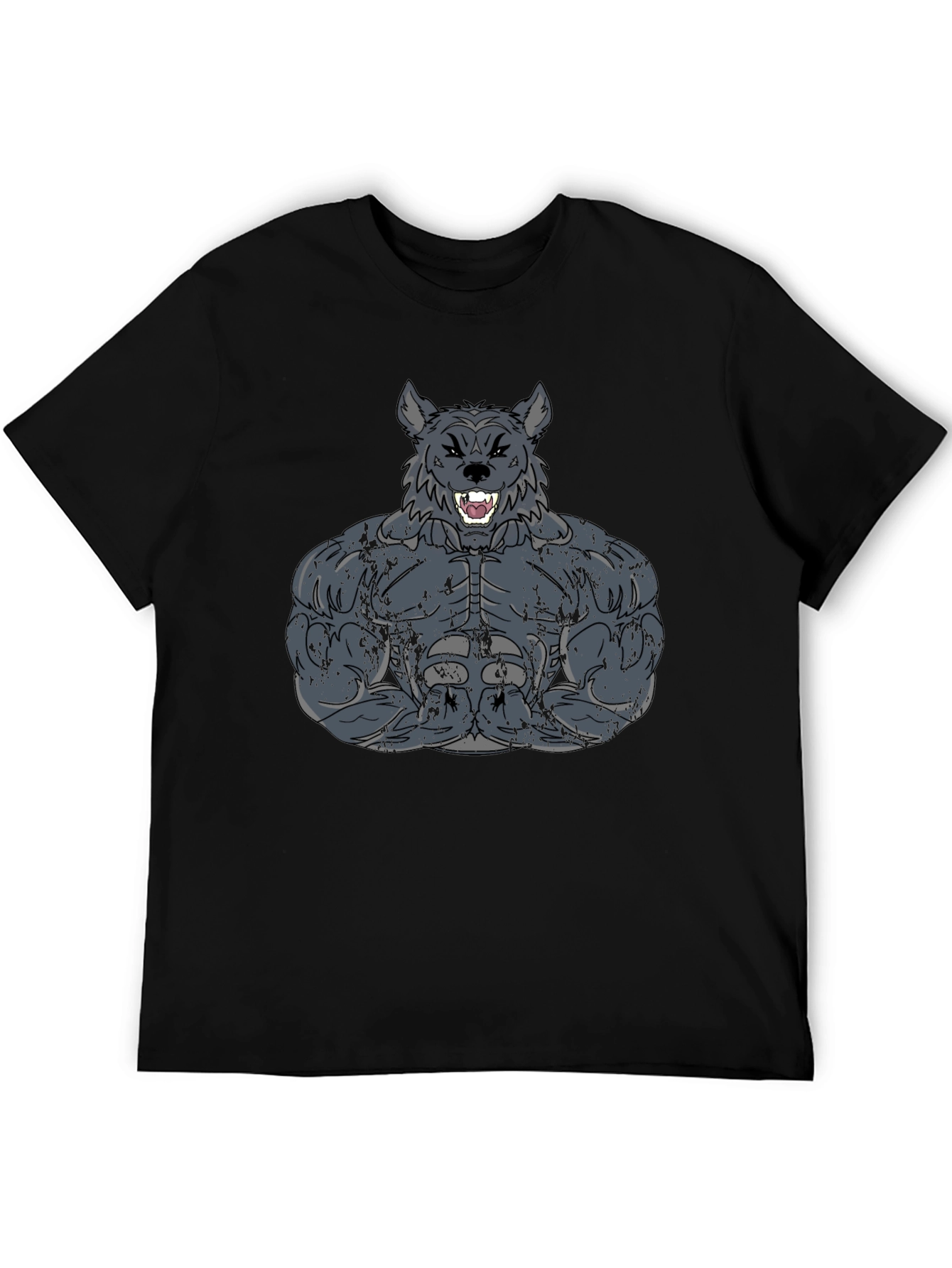 Wolf Muscle Graphic Tee - Mens Black T-Shirt
