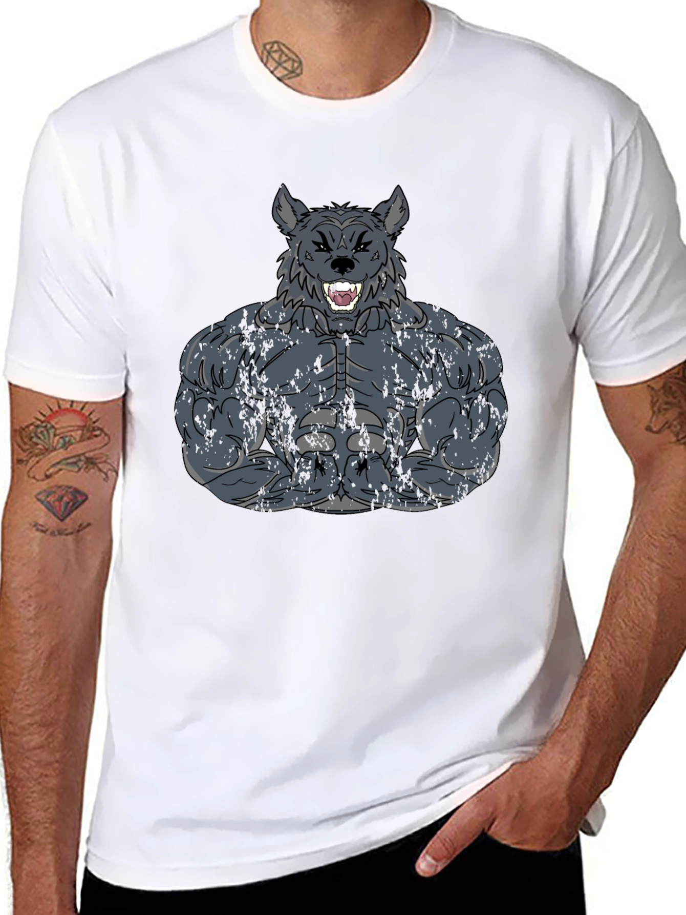 Wolf Muscle Graphic Tee - Mens Black T-Shirt