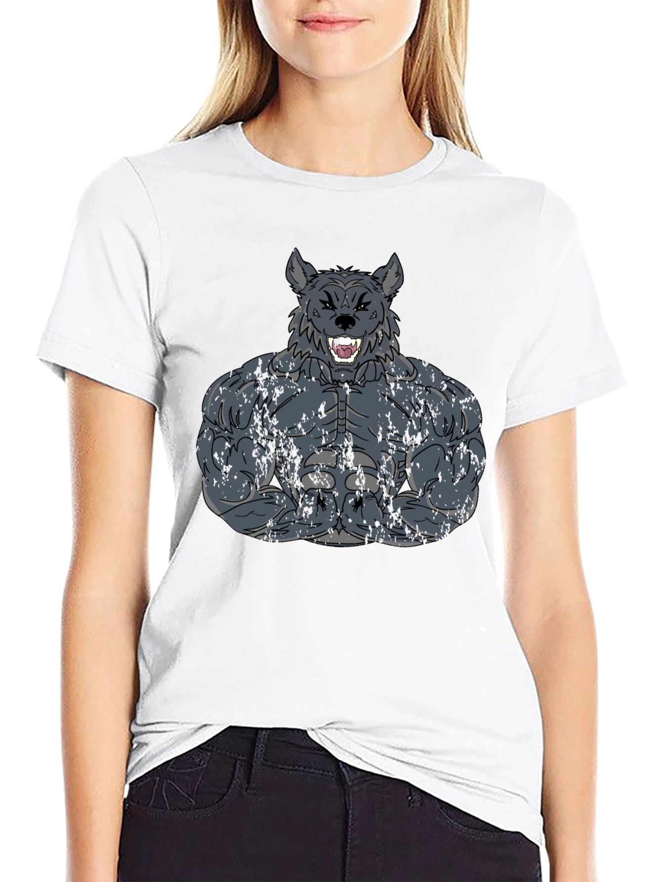 Wolf Muscle Graphic Tee - Mens Black T-Shirt