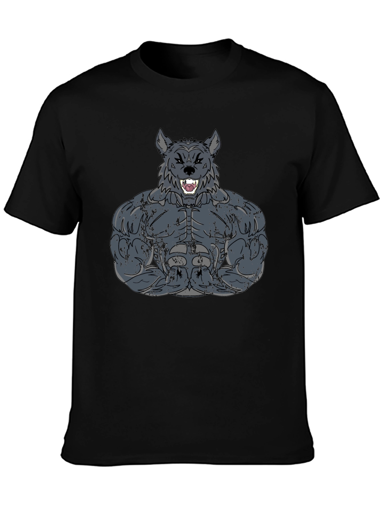 Wolf Muscle Graphic Tee - Mens Black T-Shirt