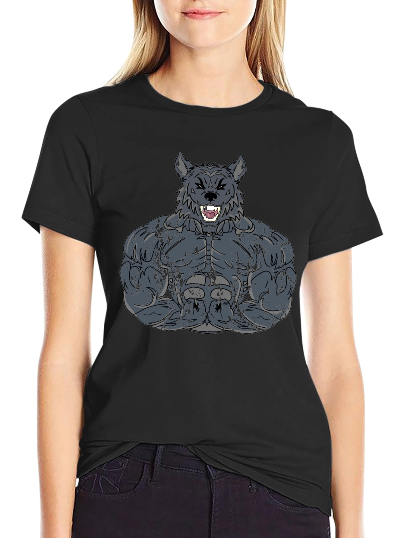 Wolf Muscle Graphic Tee - Mens Black T-Shirt