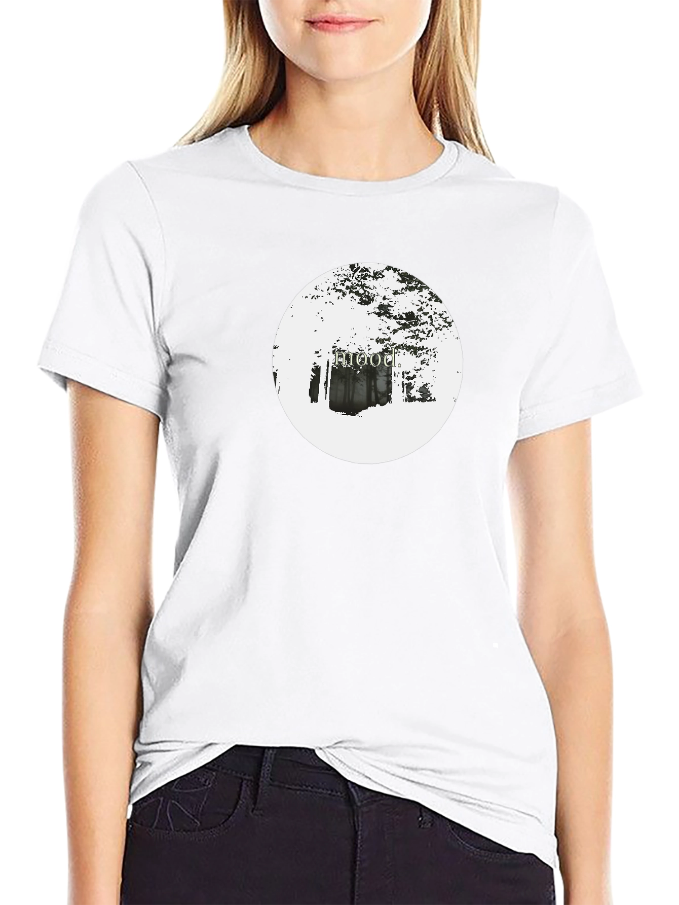 Black T-Shirt with Hooded Circle Design