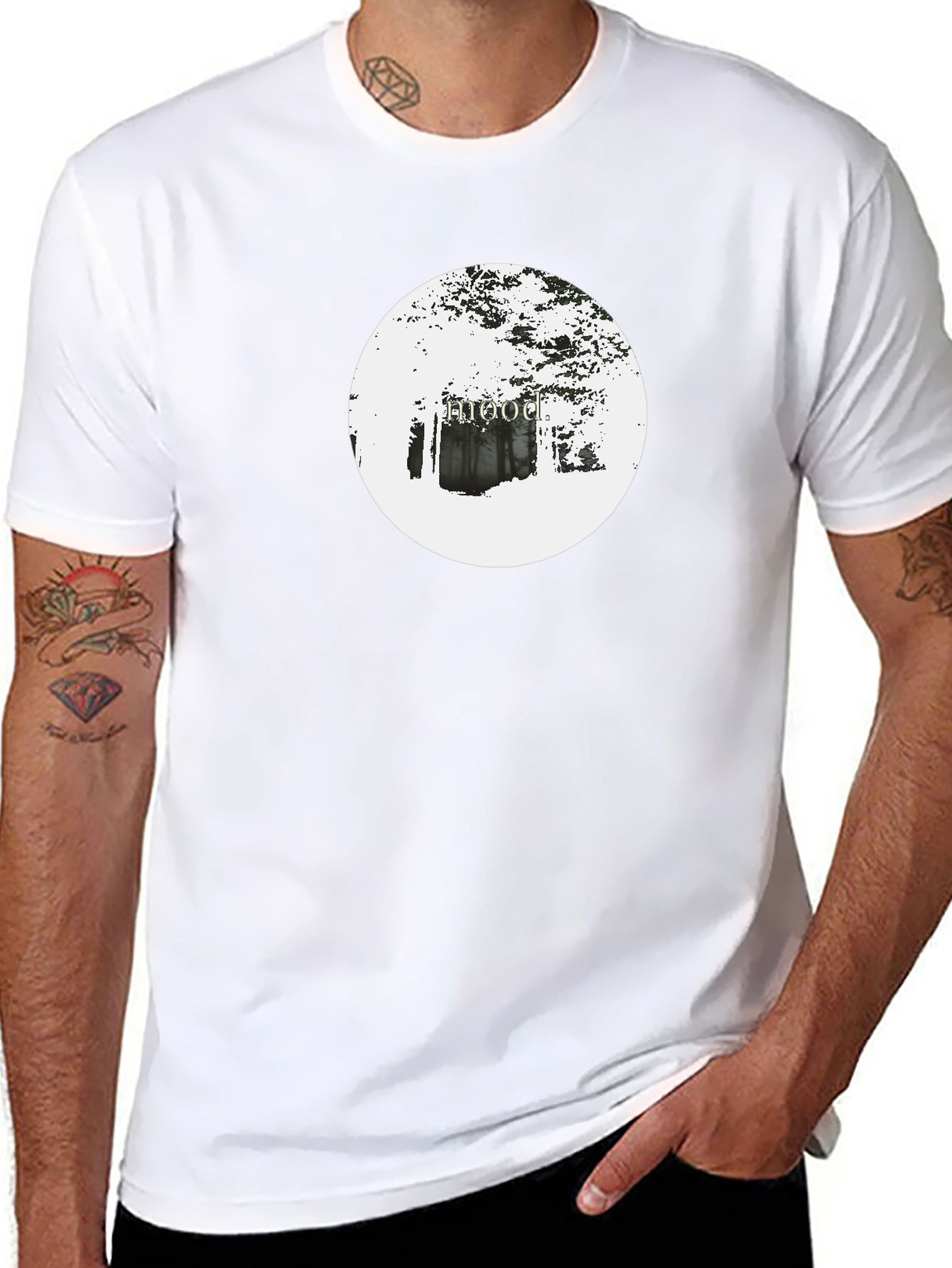 Black T-Shirt with Hooded Circle Design