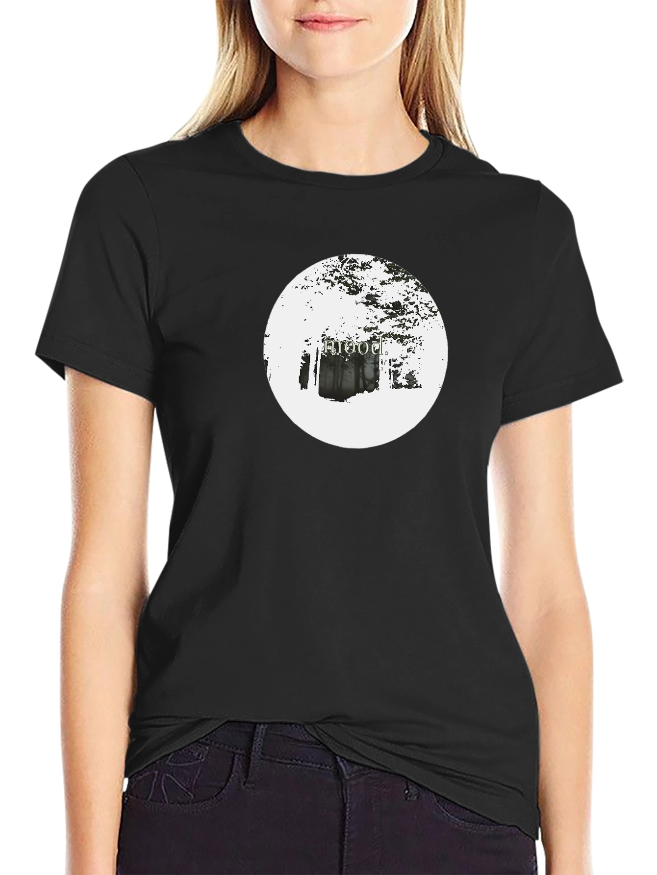 Black T-Shirt with Hooded Circle Design