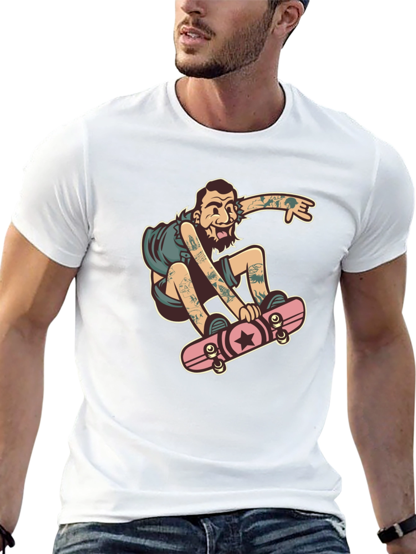Skater Dude Graphic Black T-Shirt