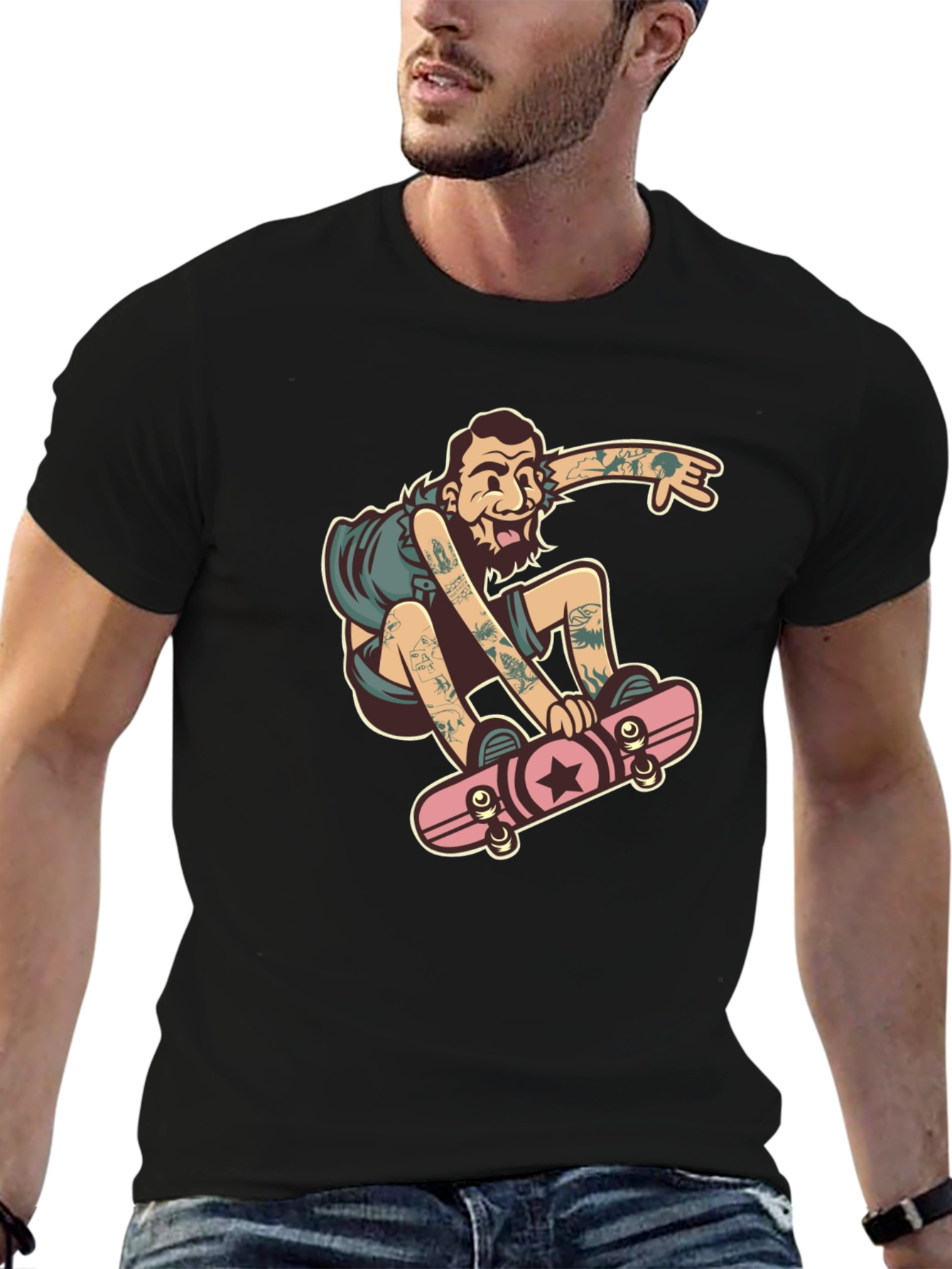 Skater Dude Graphic Black T-Shirt