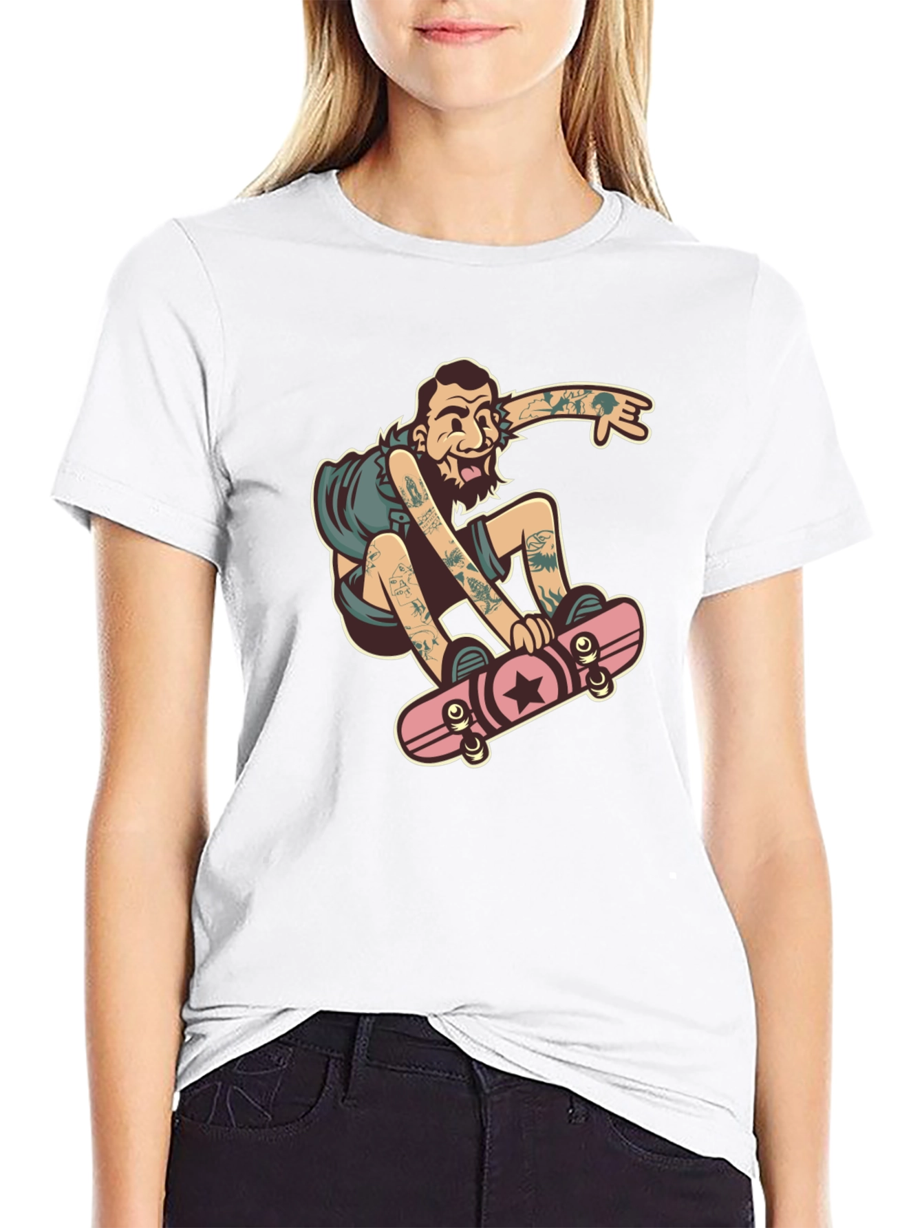 Skater Dude Graphic Black T-Shirt