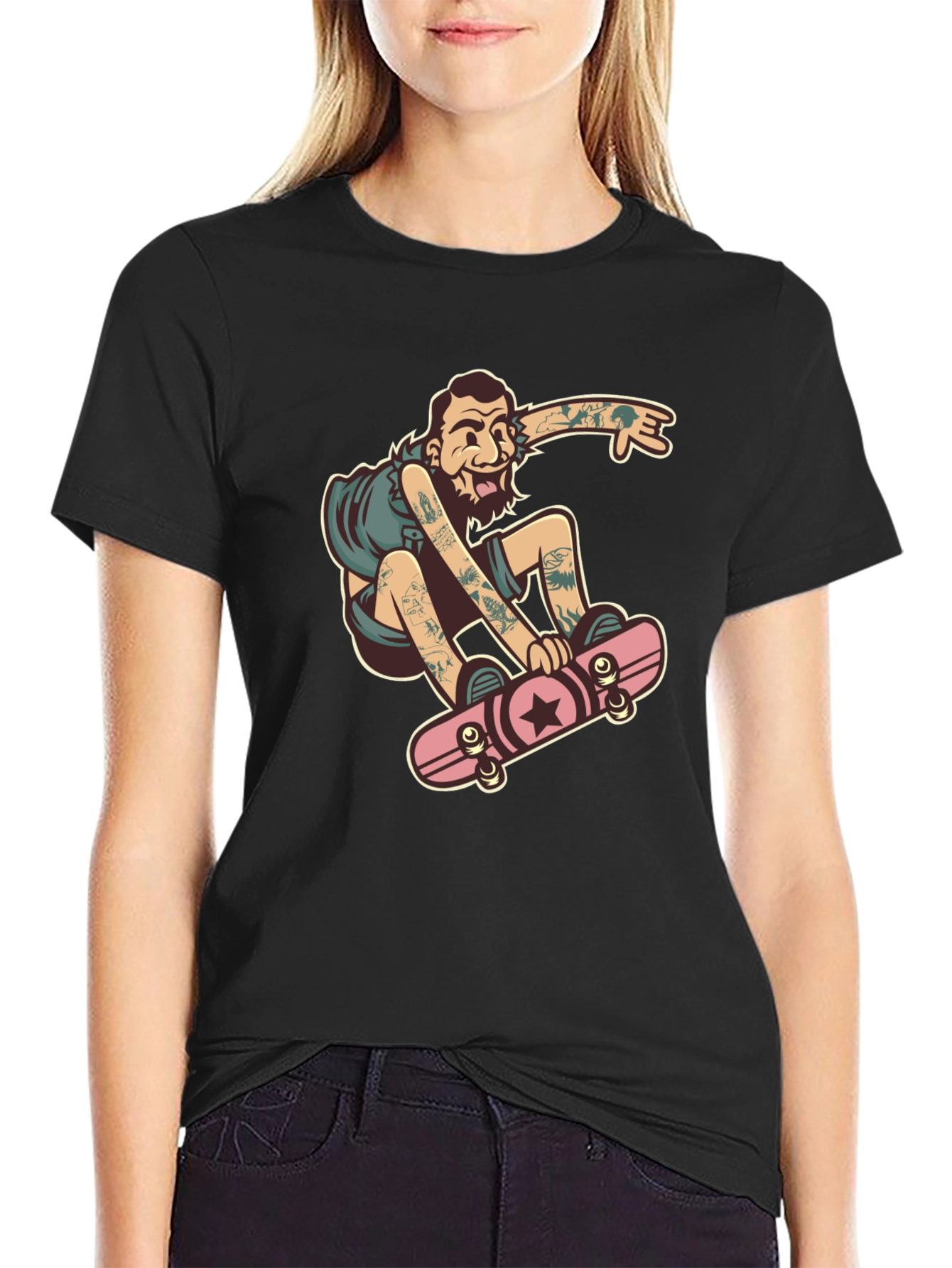 Skater Dude Graphic Black T-Shirt