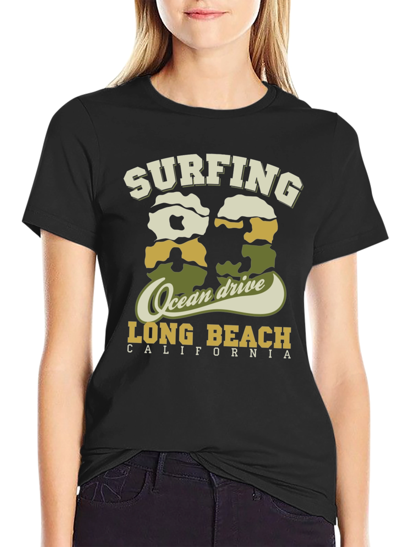 Surfing Long Beach California Tee - Ocean Drive