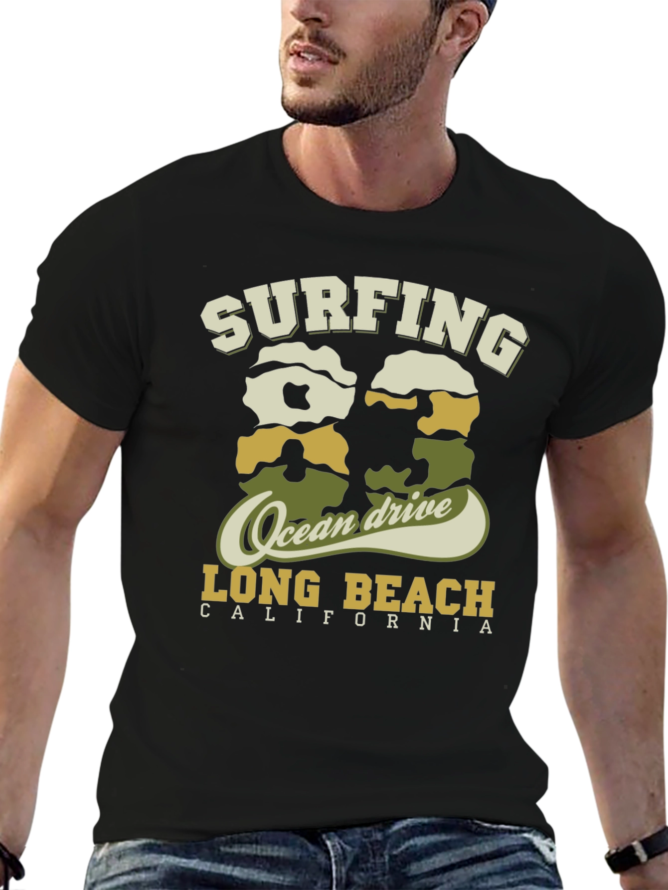 Surfing Long Beach California Tee - Ocean Drive