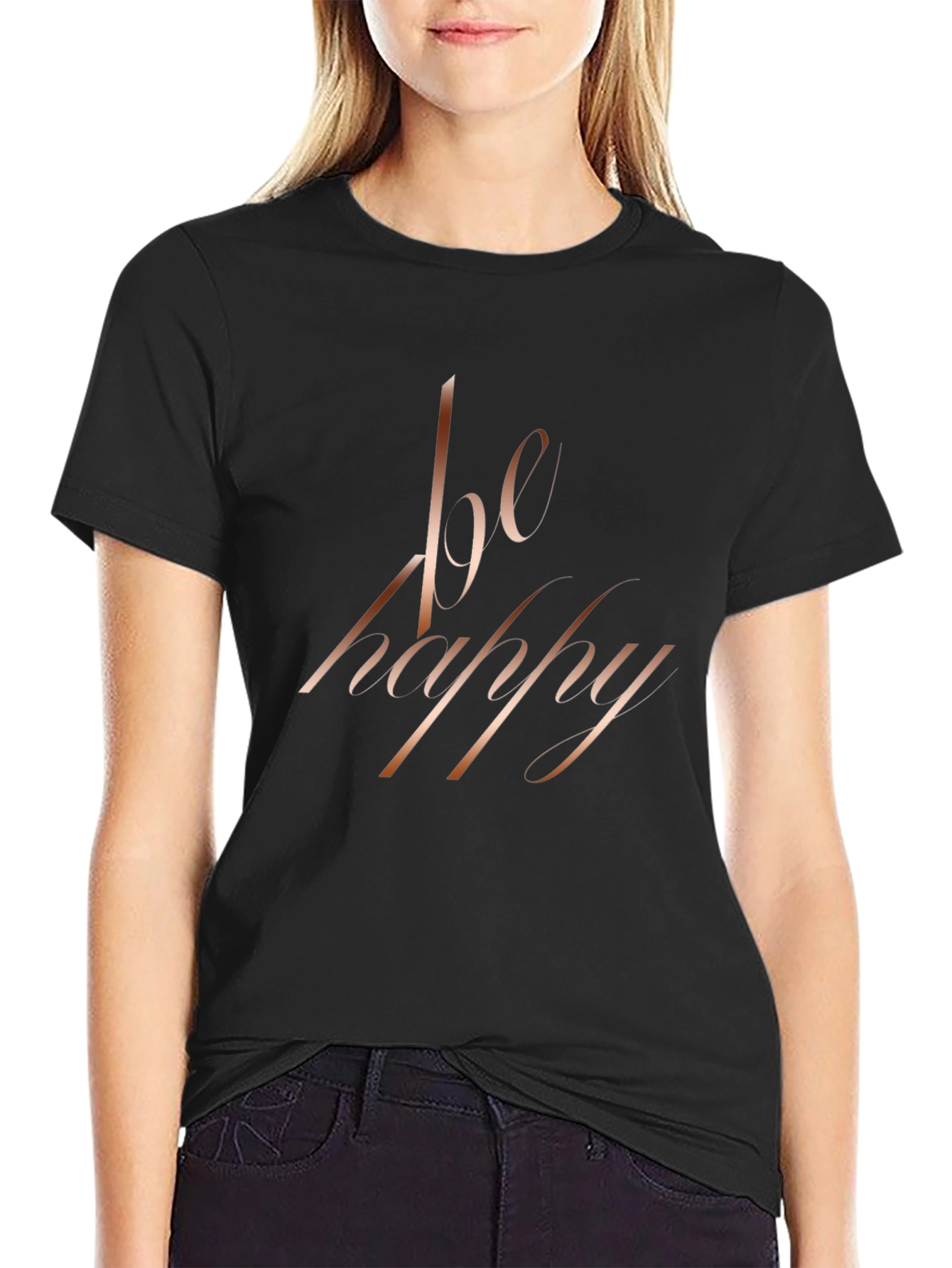 Be Happy Black Graphic Tee
