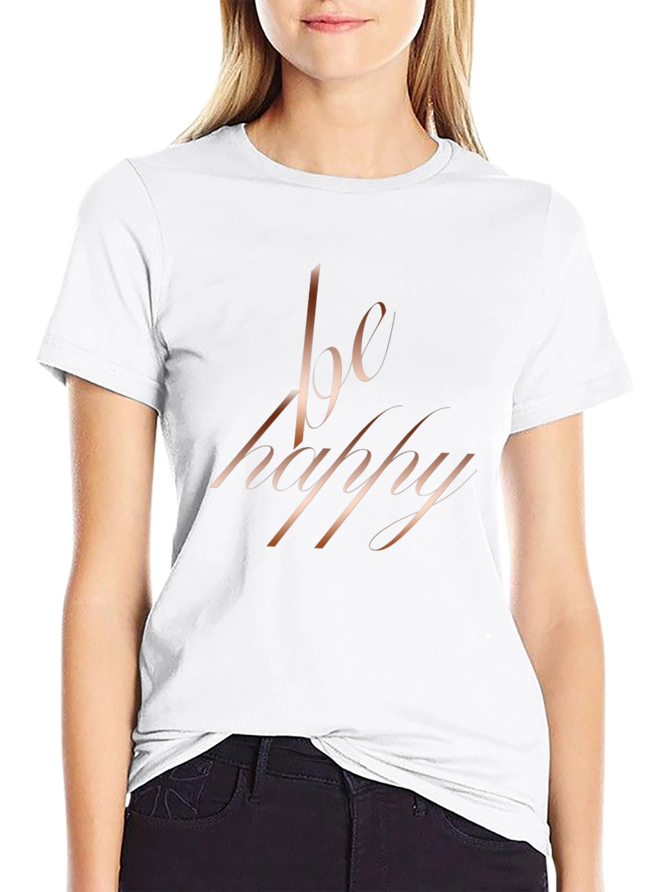 Be Happy Black Graphic Tee