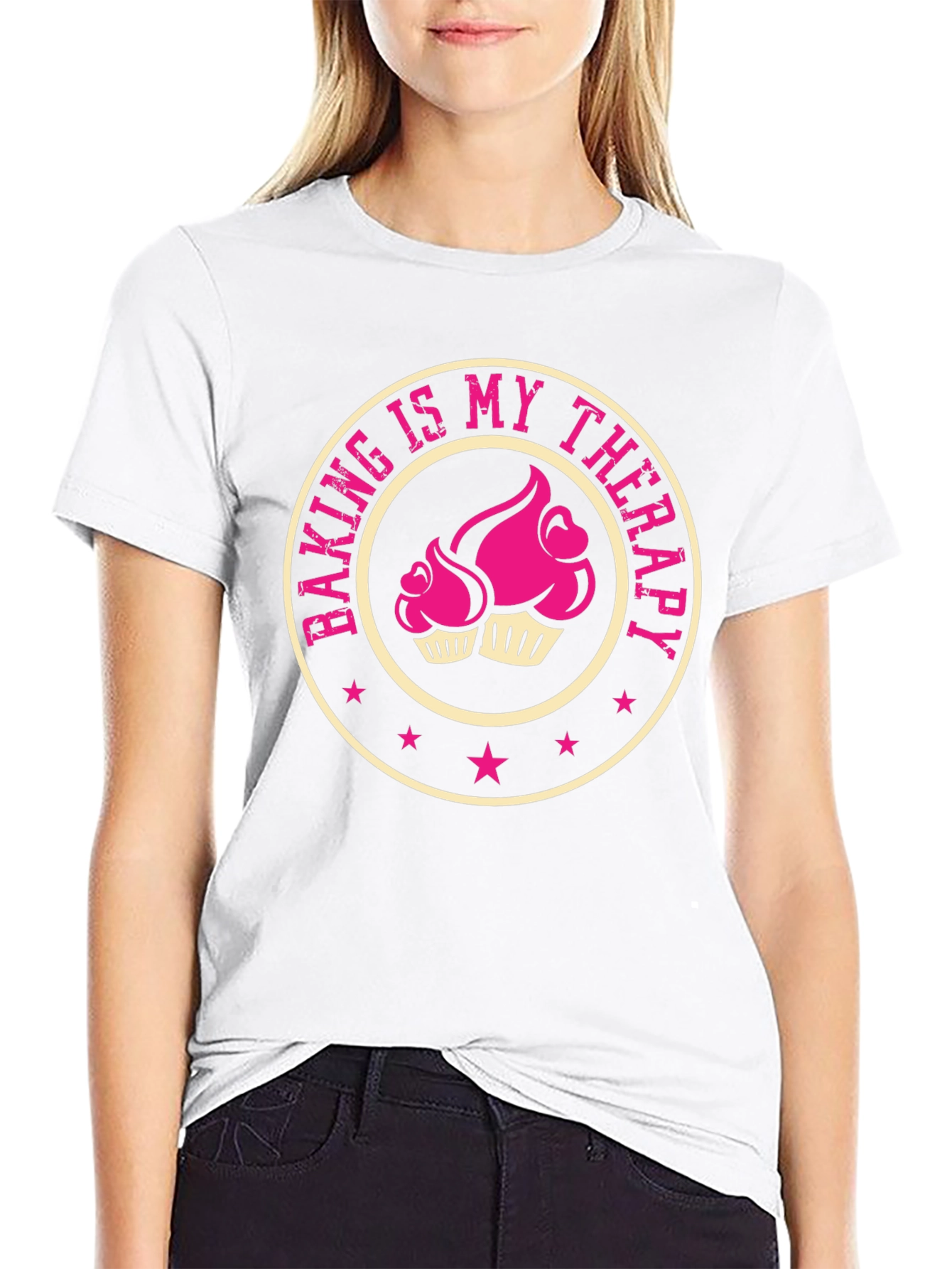 Baking is My Therapy T-Shirt - Cupcake Design