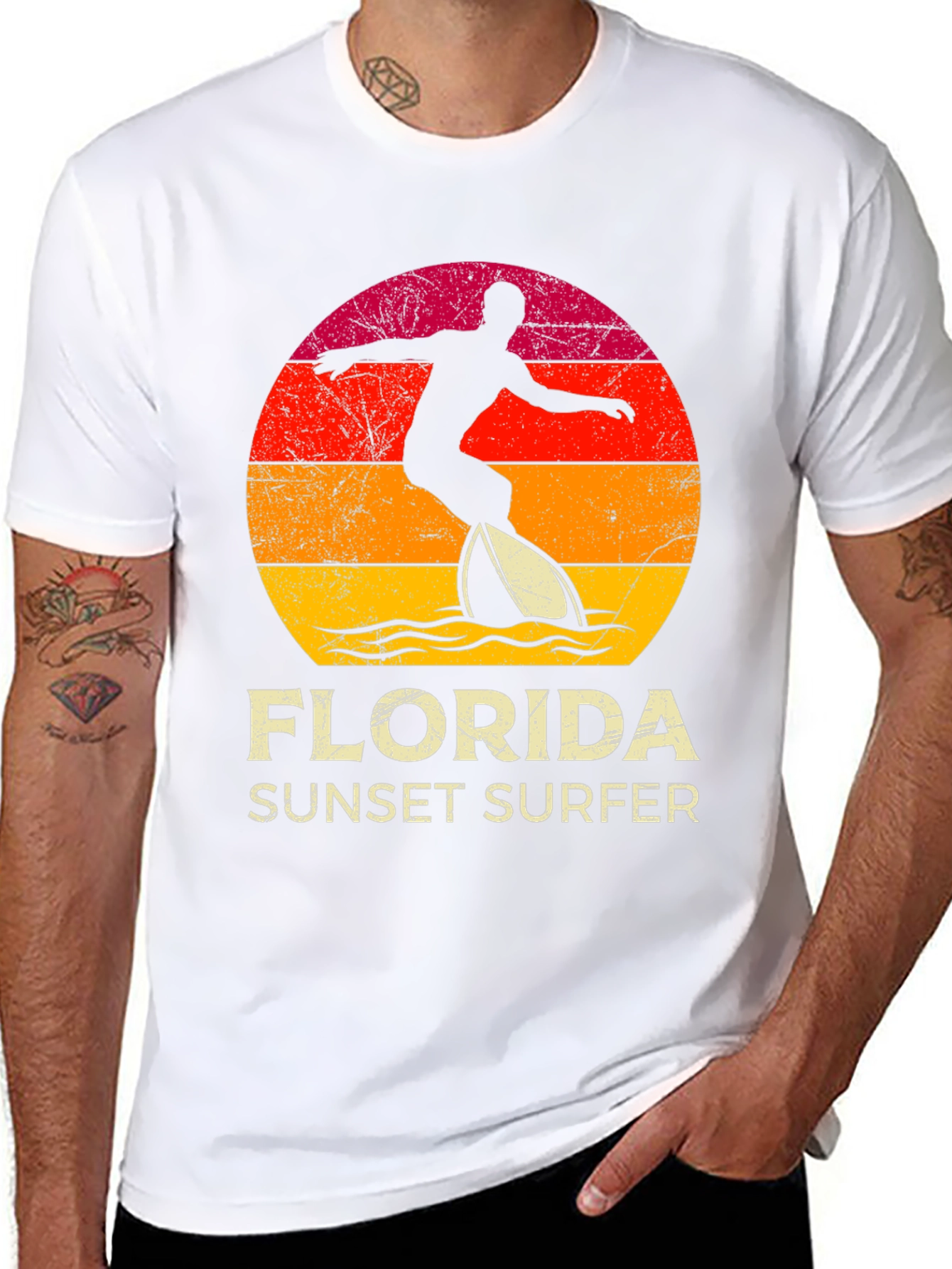 Florida Sunset Surfer Graphic Tee