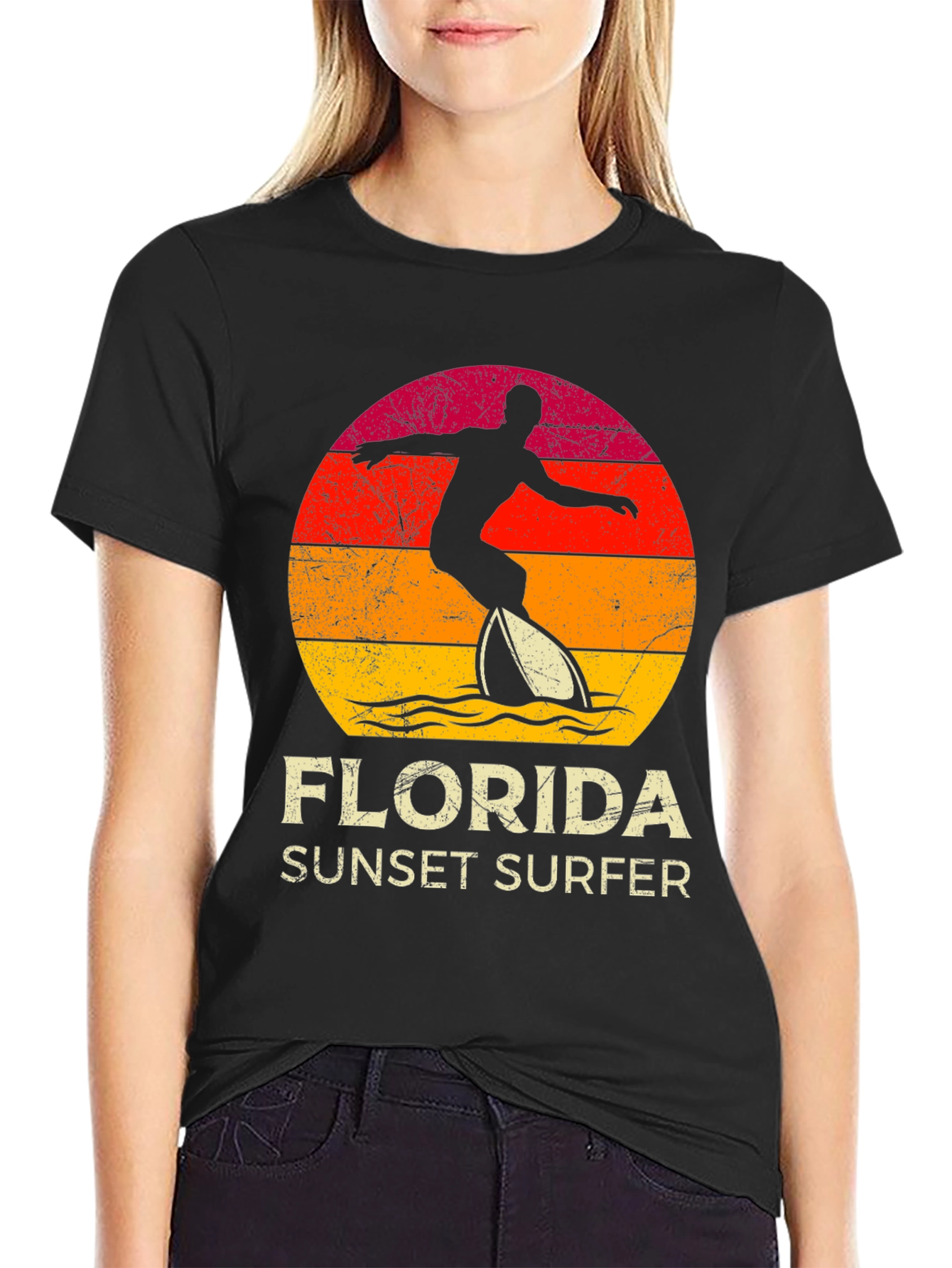 Florida Sunset Surfer Graphic Tee