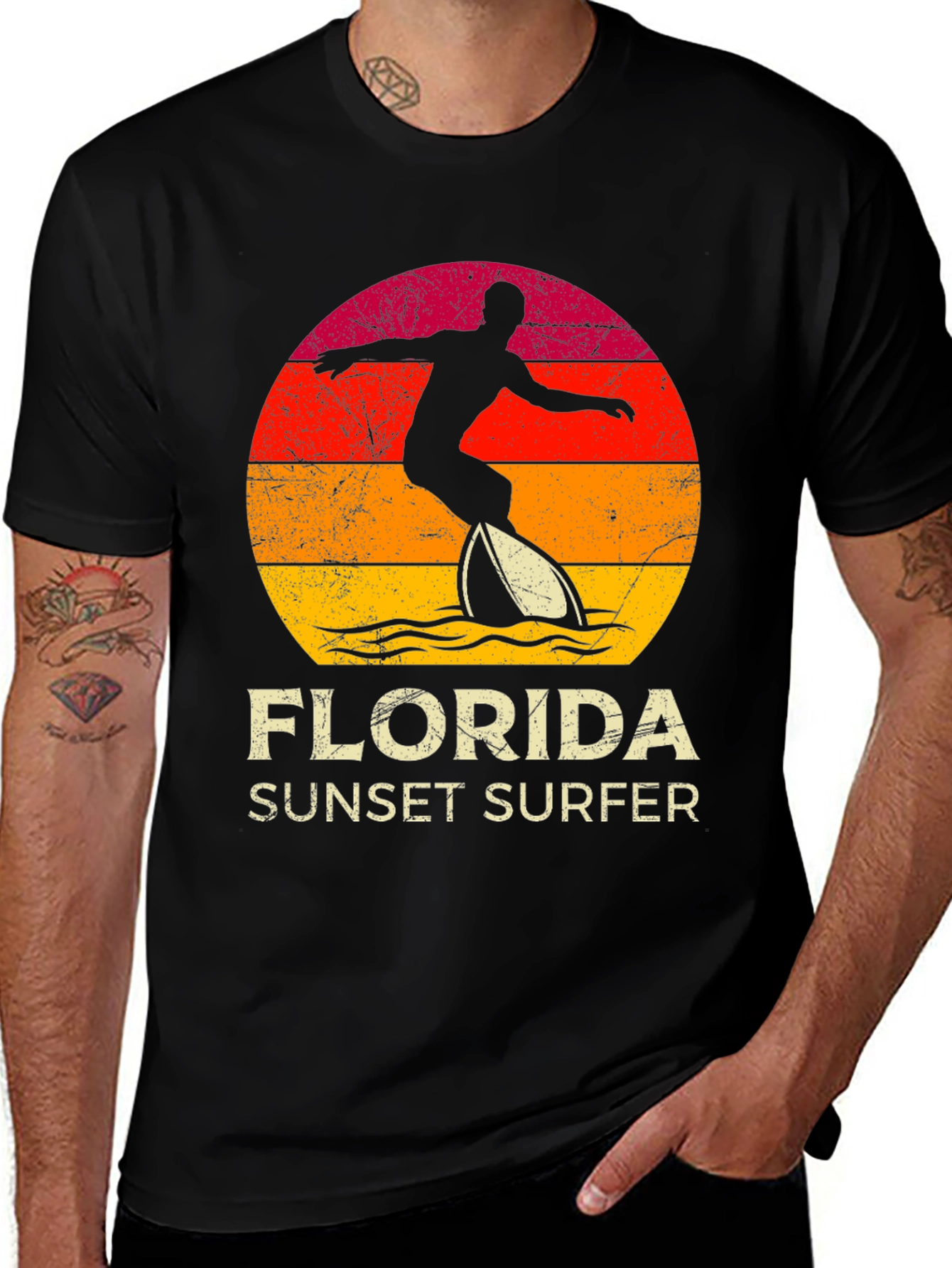 Florida Sunset Surfer Graphic Tee