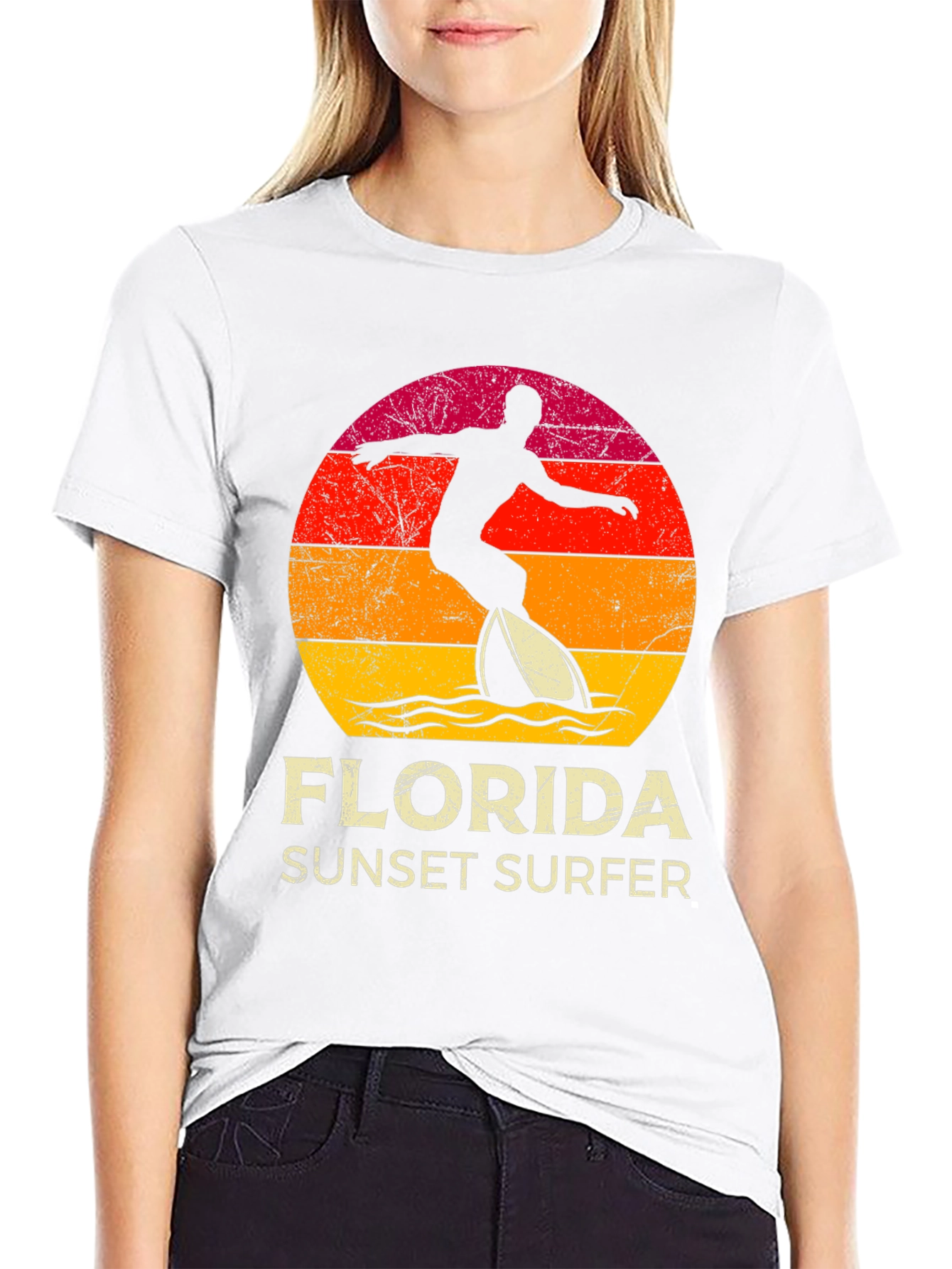 Florida Sunset Surfer Graphic Tee