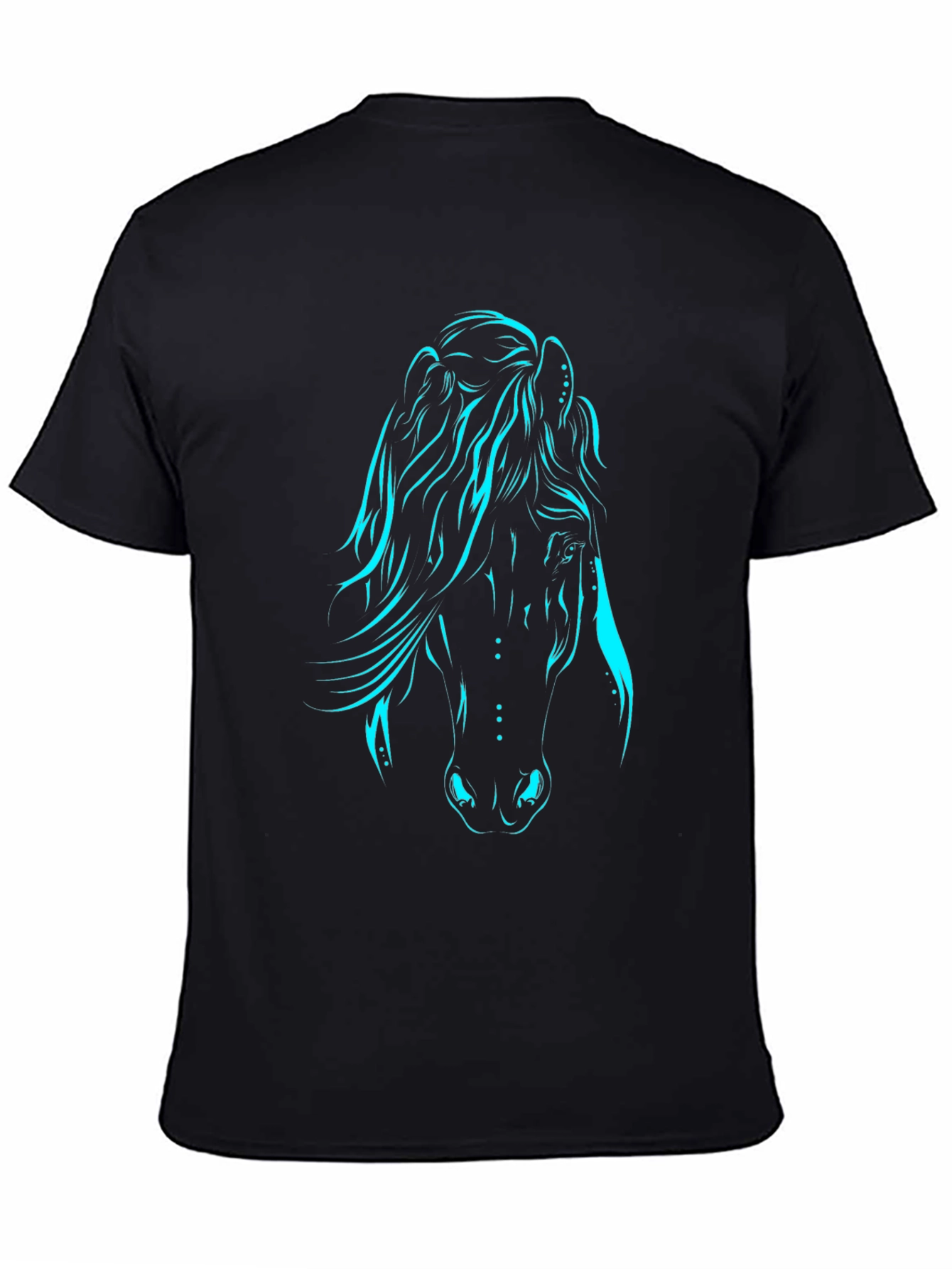 Black T-Shirt with Luminous Horse Graphic
