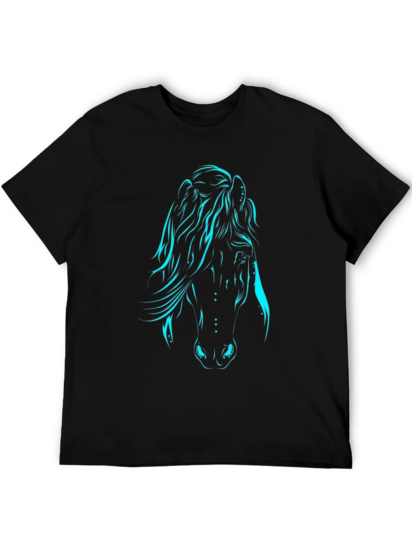 Black T-Shirt with Luminous Horse Graphic