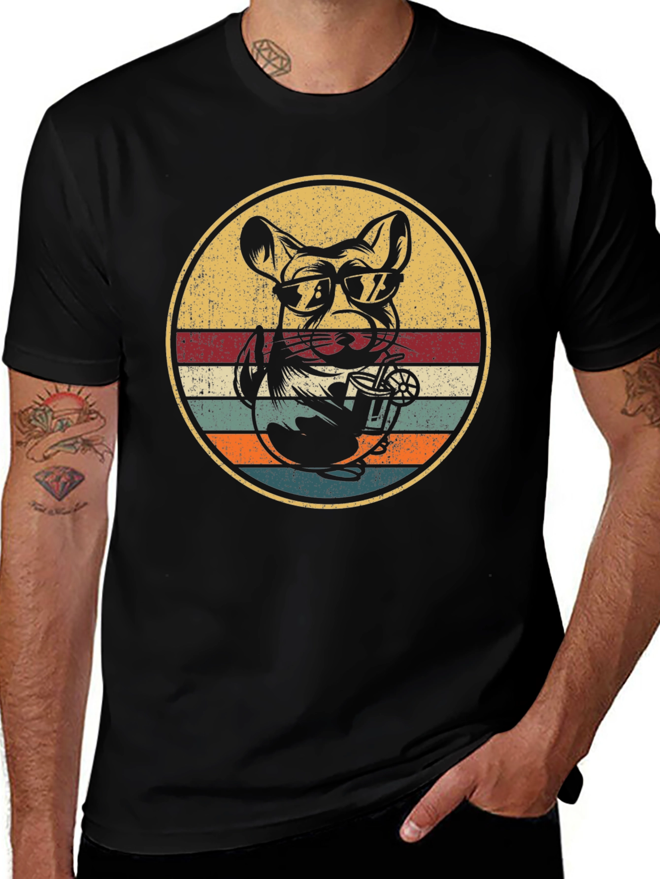 Cool Dog Drinking Tee - Retro Style