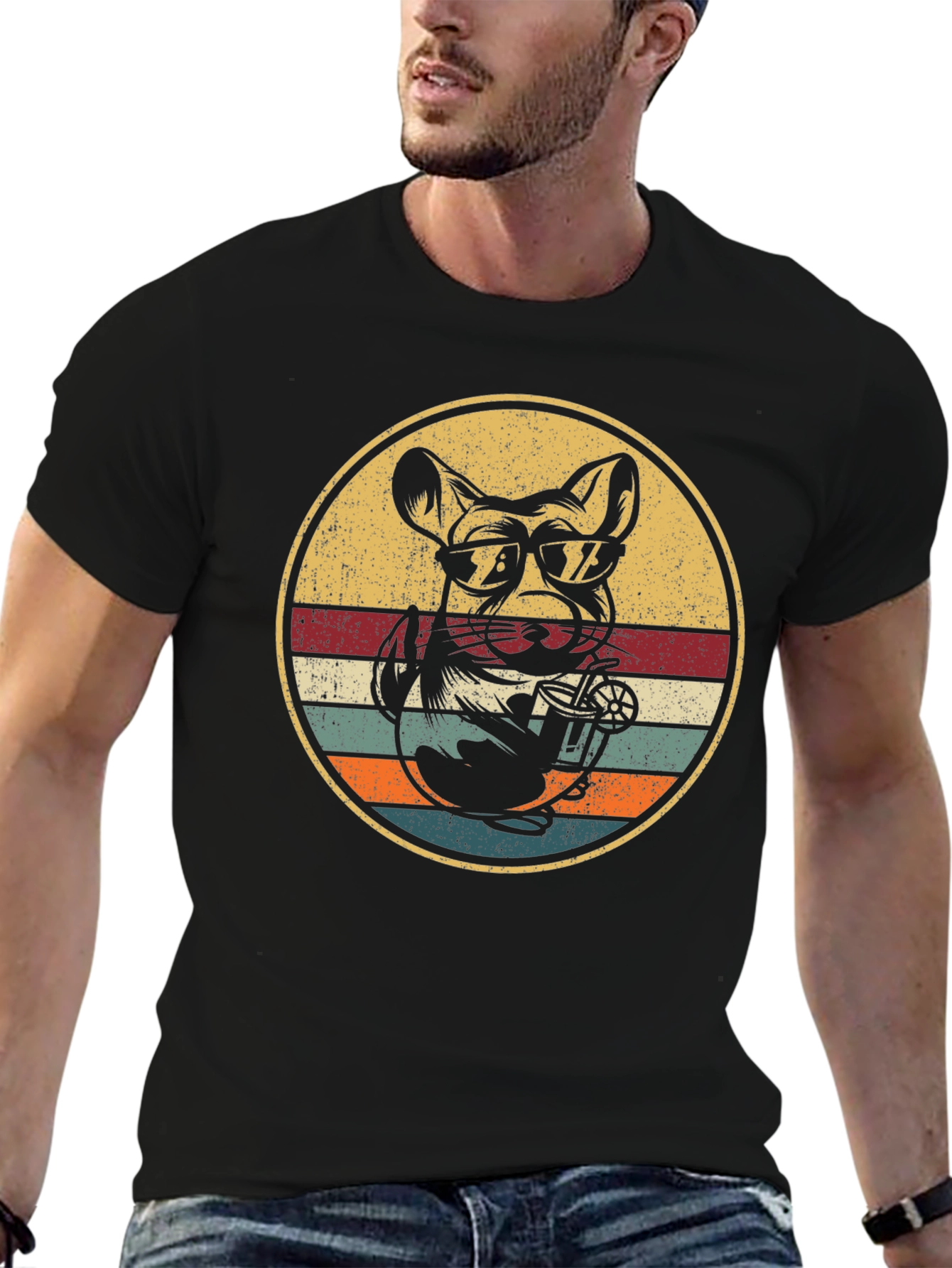 Cool Dog Drinking Tee - Retro Style
