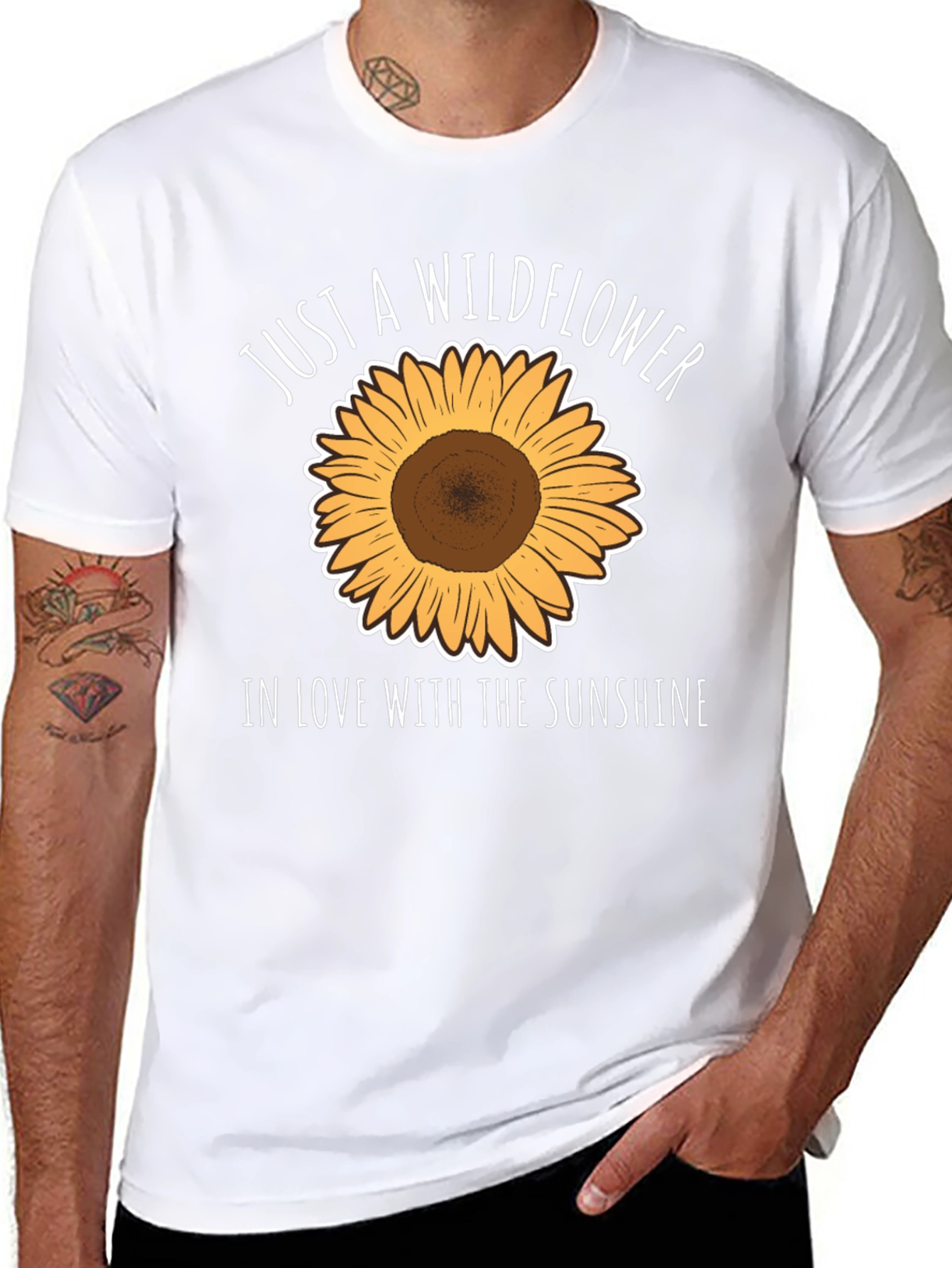 Wildflower & Sunshine Graphic Tee - Black Casual T-Shirt