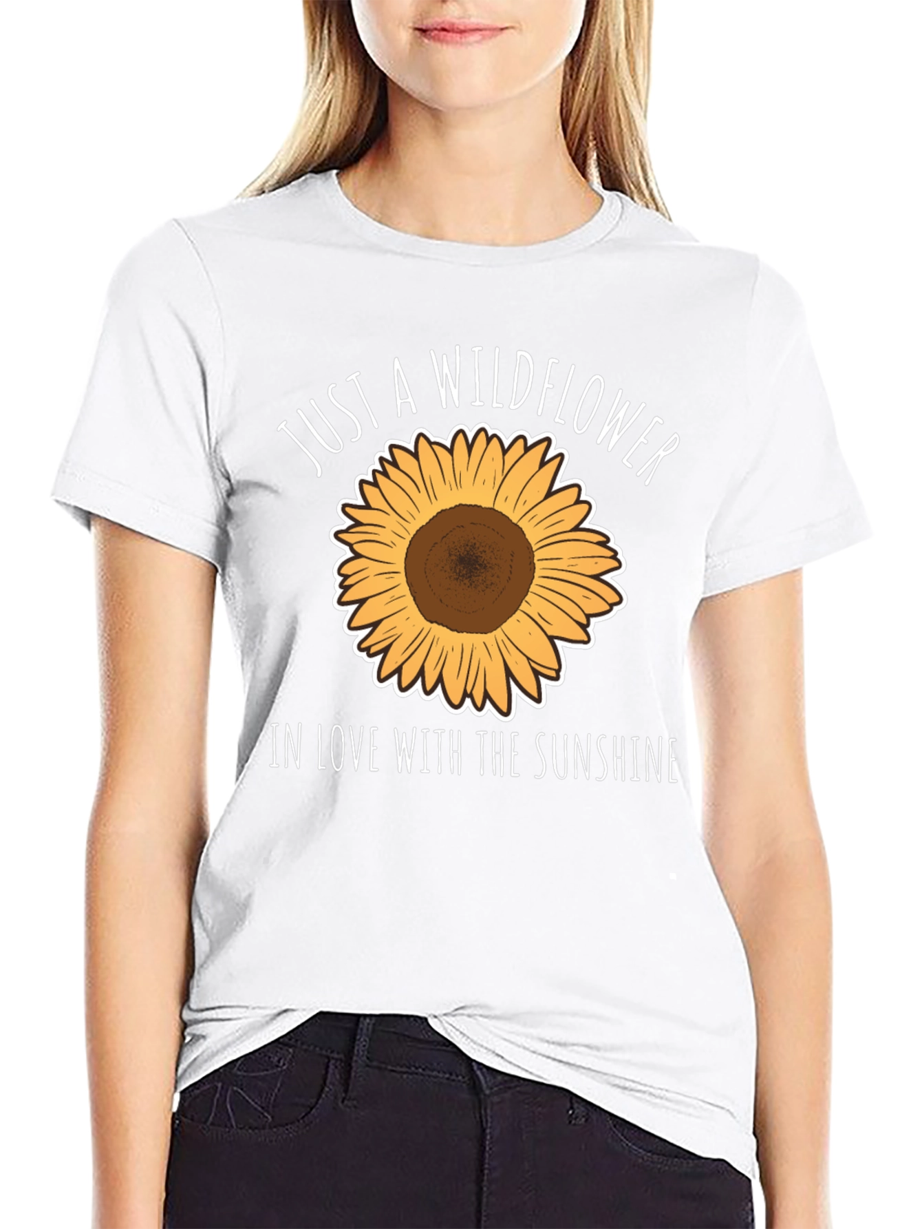 Wildflower & Sunshine Graphic Tee - Black Casual T-Shirt
