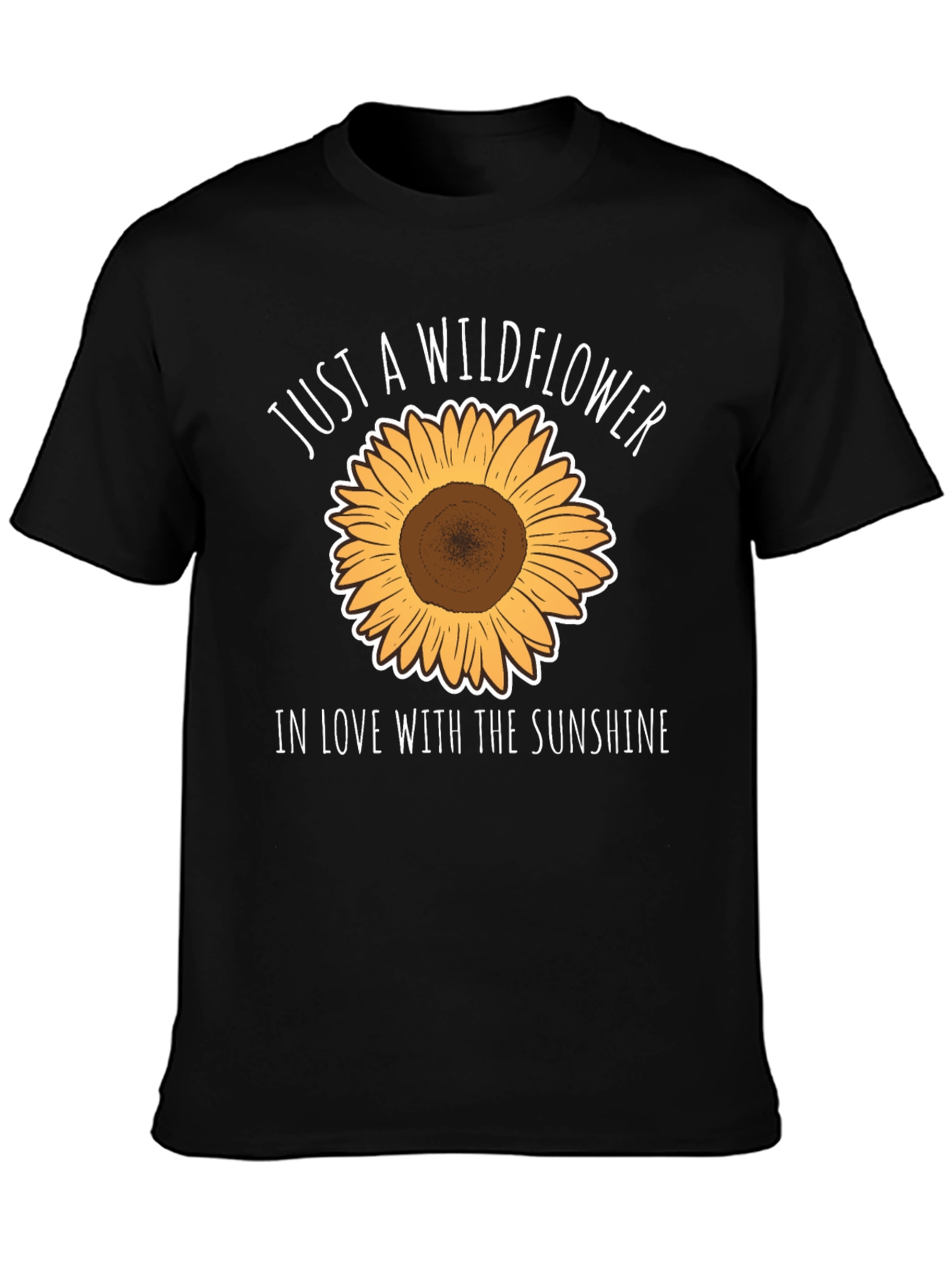 Wildflower & Sunshine Graphic Tee - Black Casual T-Shirt