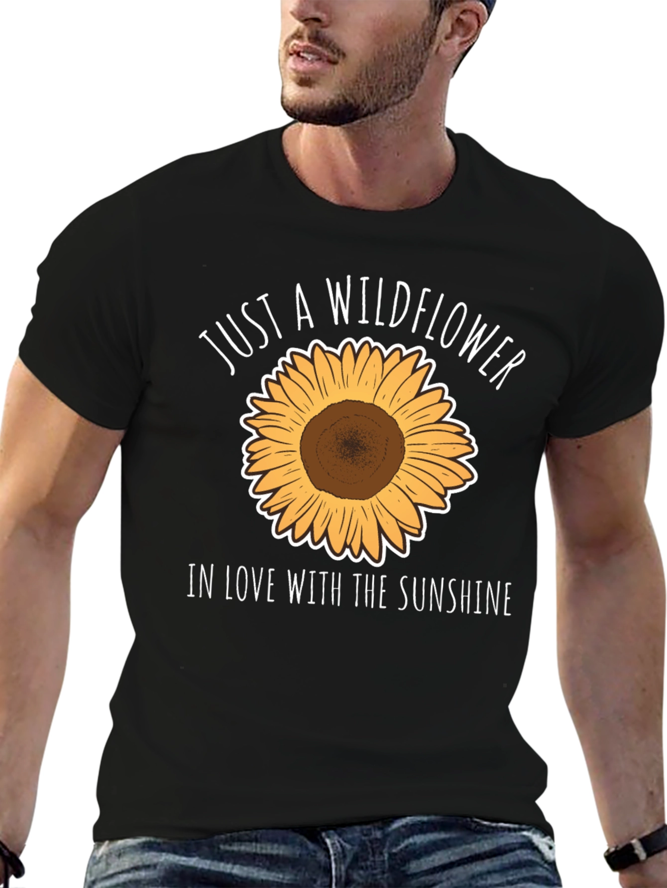 Wildflower & Sunshine Graphic Tee - Black Casual T-Shirt