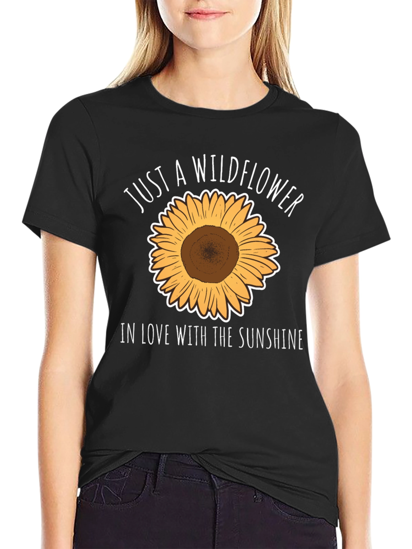 Wildflower & Sunshine Graphic Tee - Black Casual T-Shirt