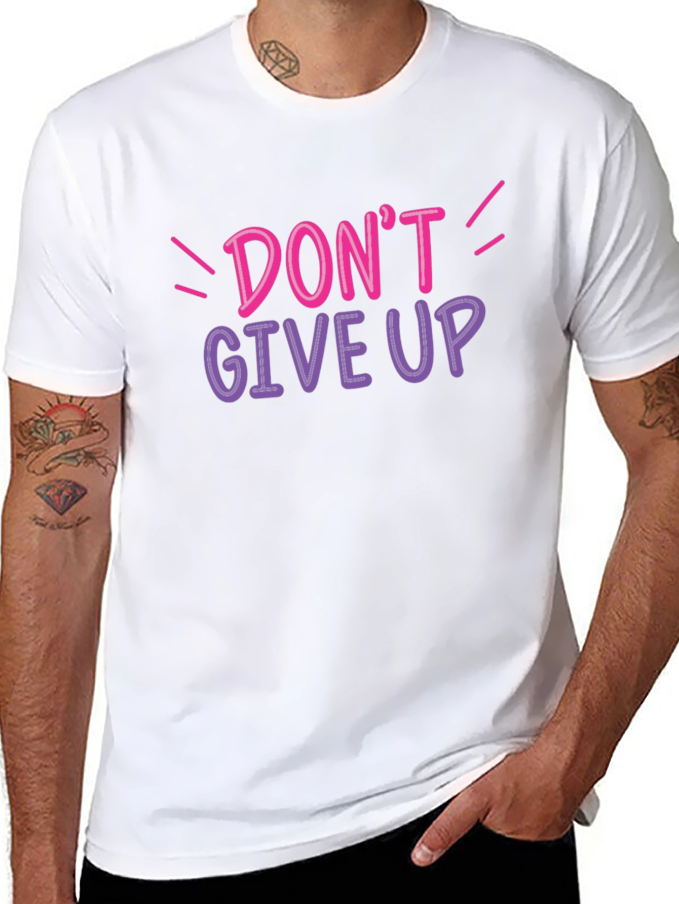 Dont Give Up Graphic Tee - Black Cotton T-Shirt