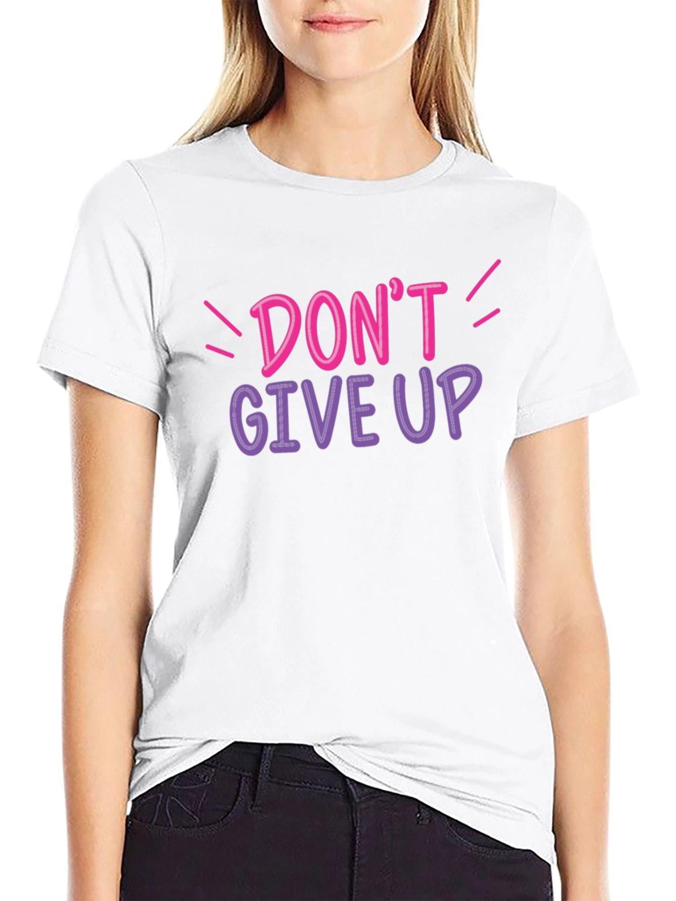 Dont Give Up Graphic Tee - Black Cotton T-Shirt