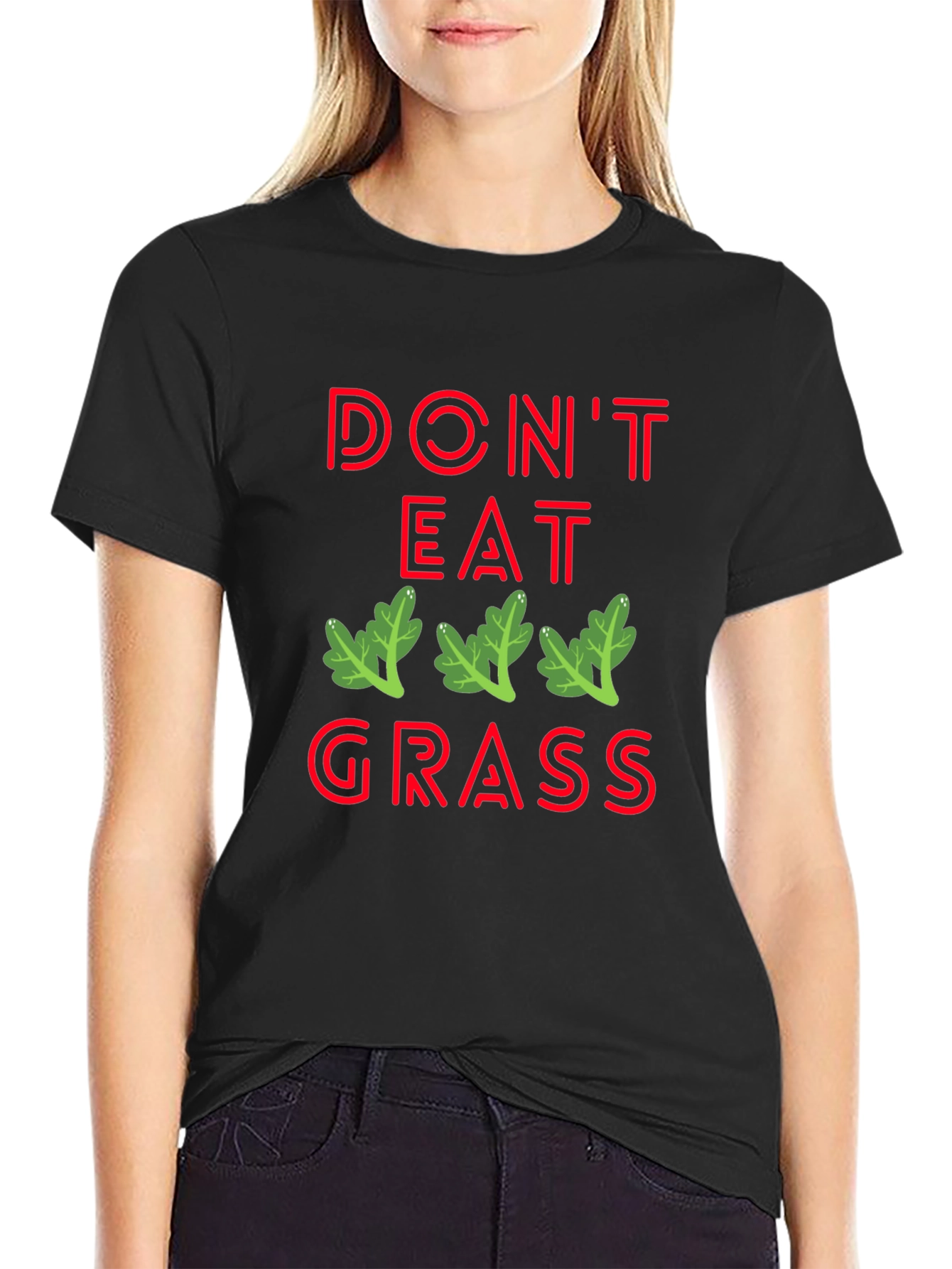 Dont Eat Grass Graphic T-Shirt - Black