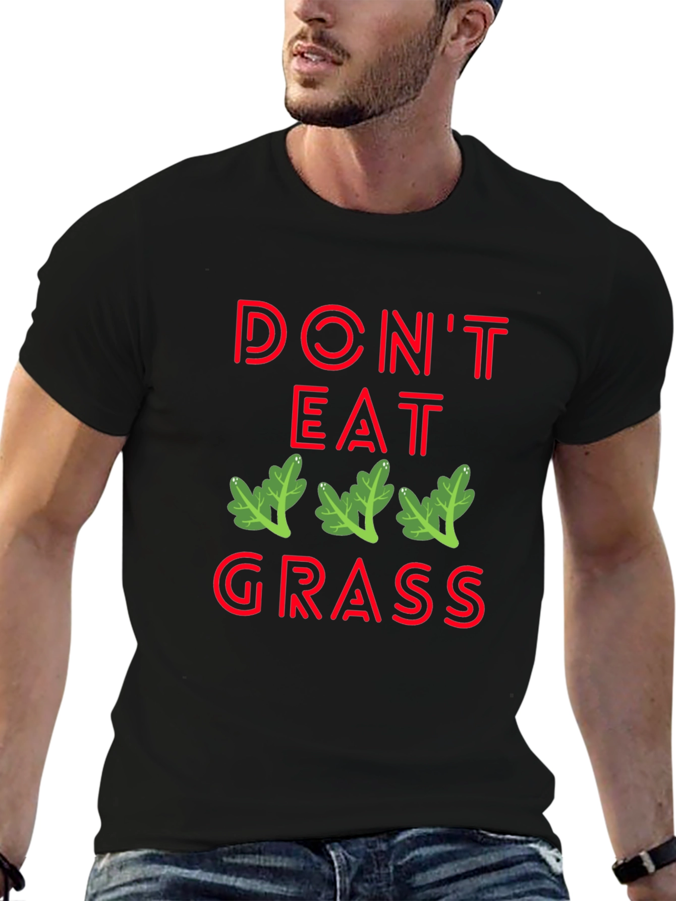 Dont Eat Grass Graphic T-Shirt - Black