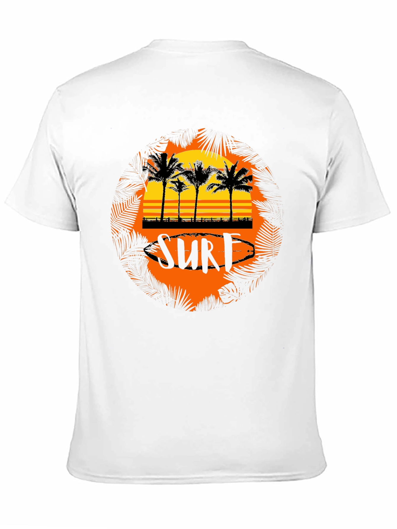 Surf Sunset Palm Tree Graphic Tee - Black