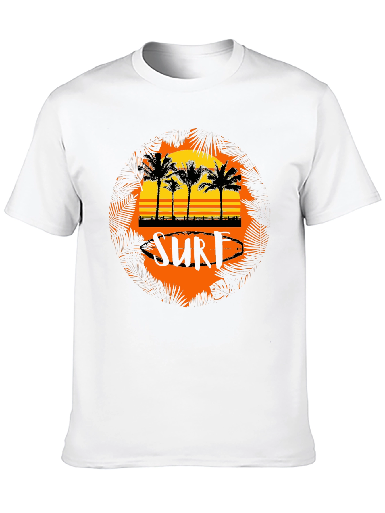 Surf Sunset Palm Tree Graphic Tee - Black