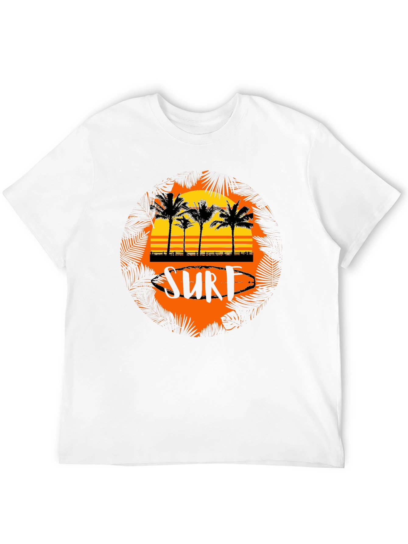 Surf Sunset Palm Tree Graphic Tee - Black