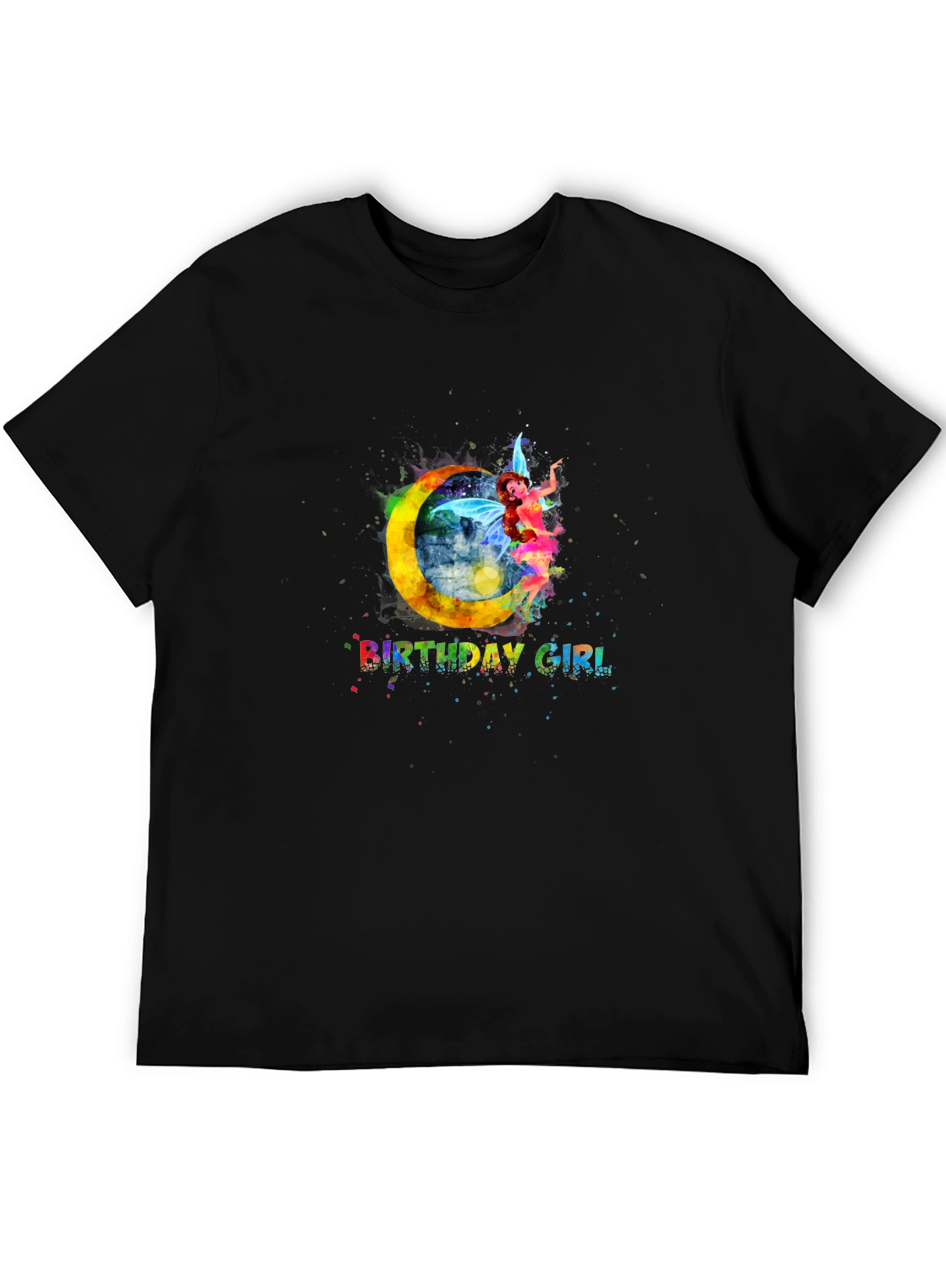 Birthday Girl Fairy Moon T-Shirt - Black