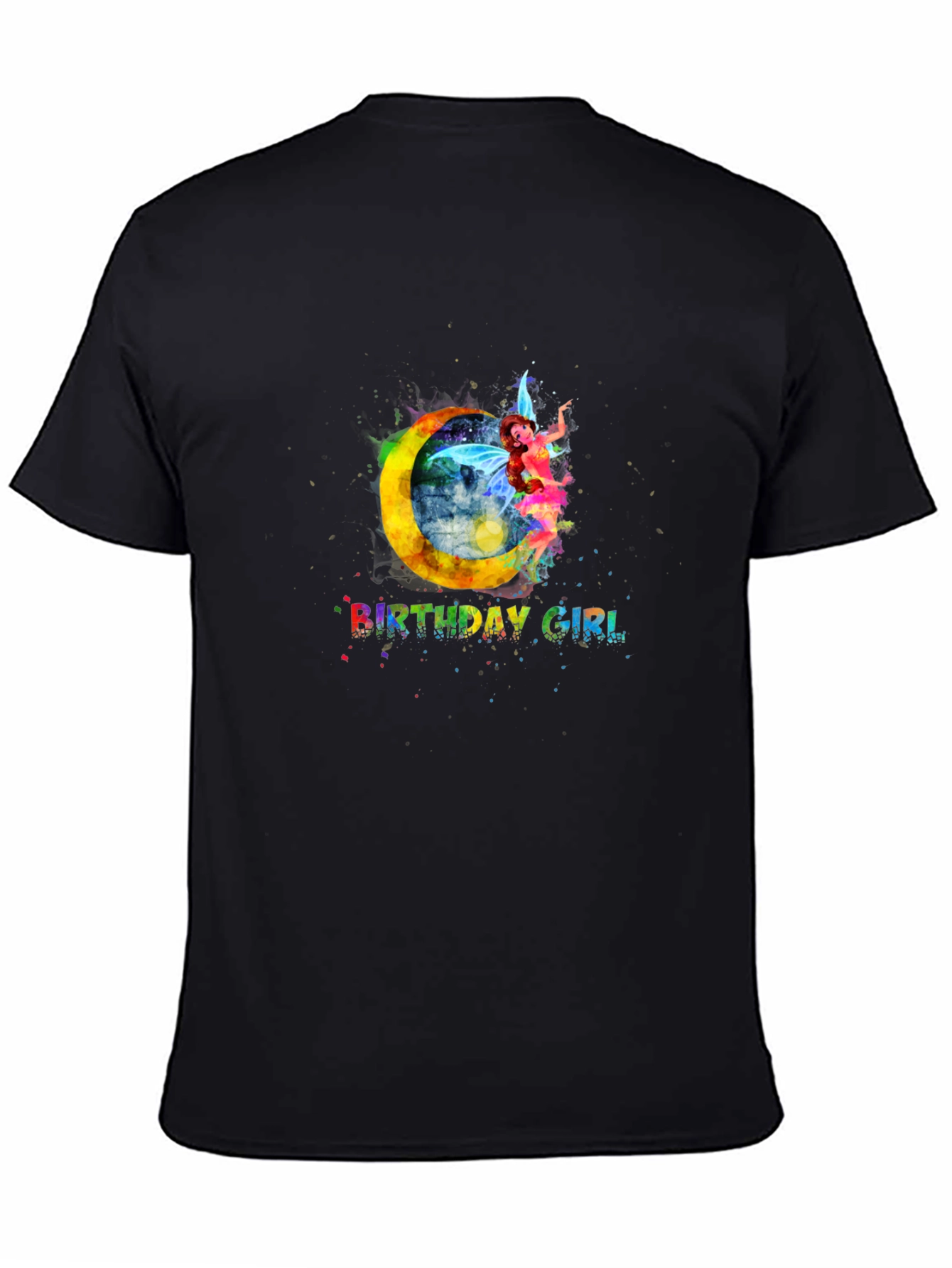 Birthday Girl Fairy Moon T-Shirt - Black