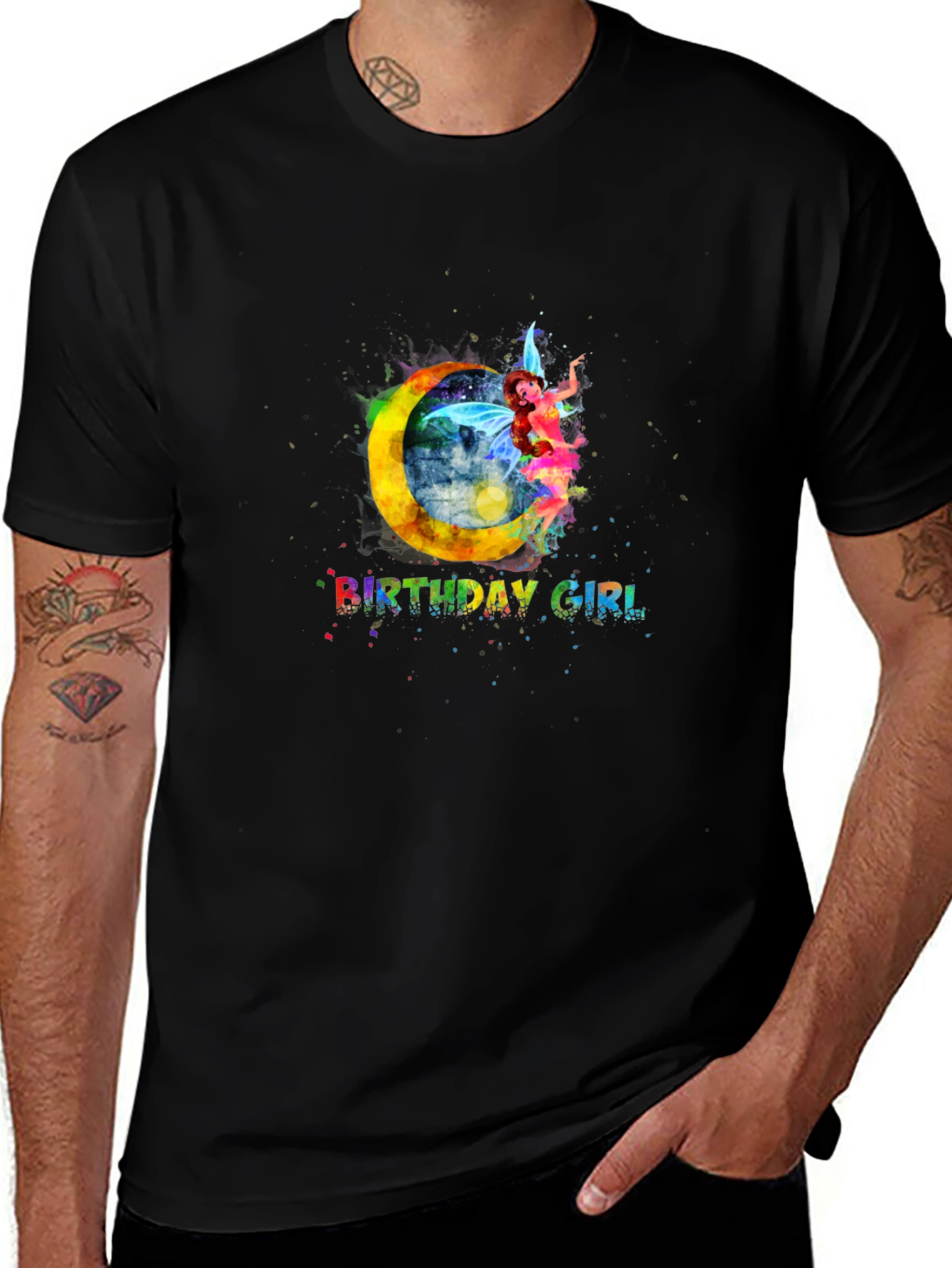 Birthday Girl Fairy Moon T-Shirt - Black