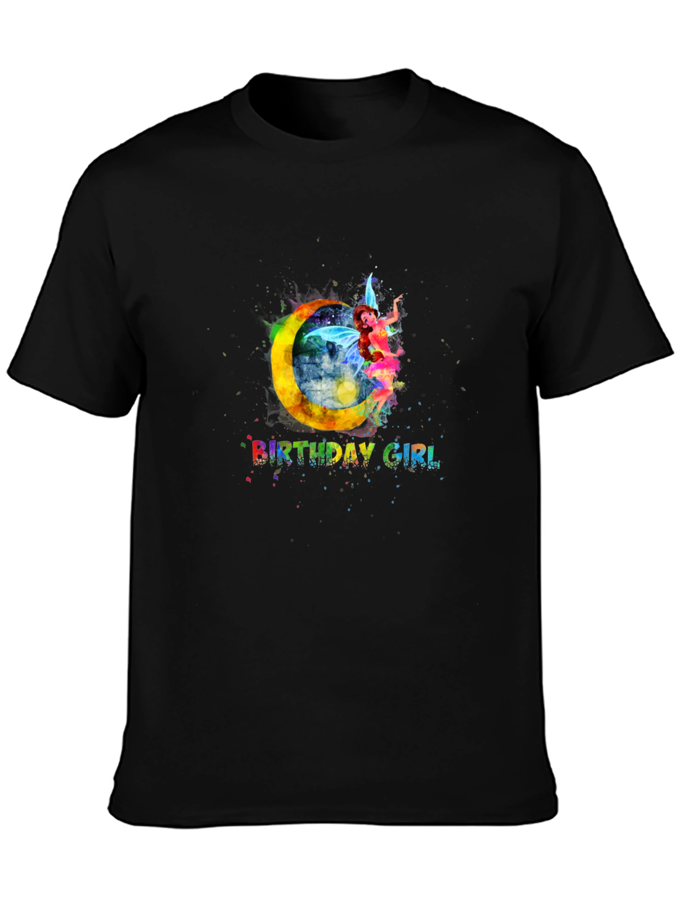 Birthday Girl Fairy Moon T-Shirt - Black