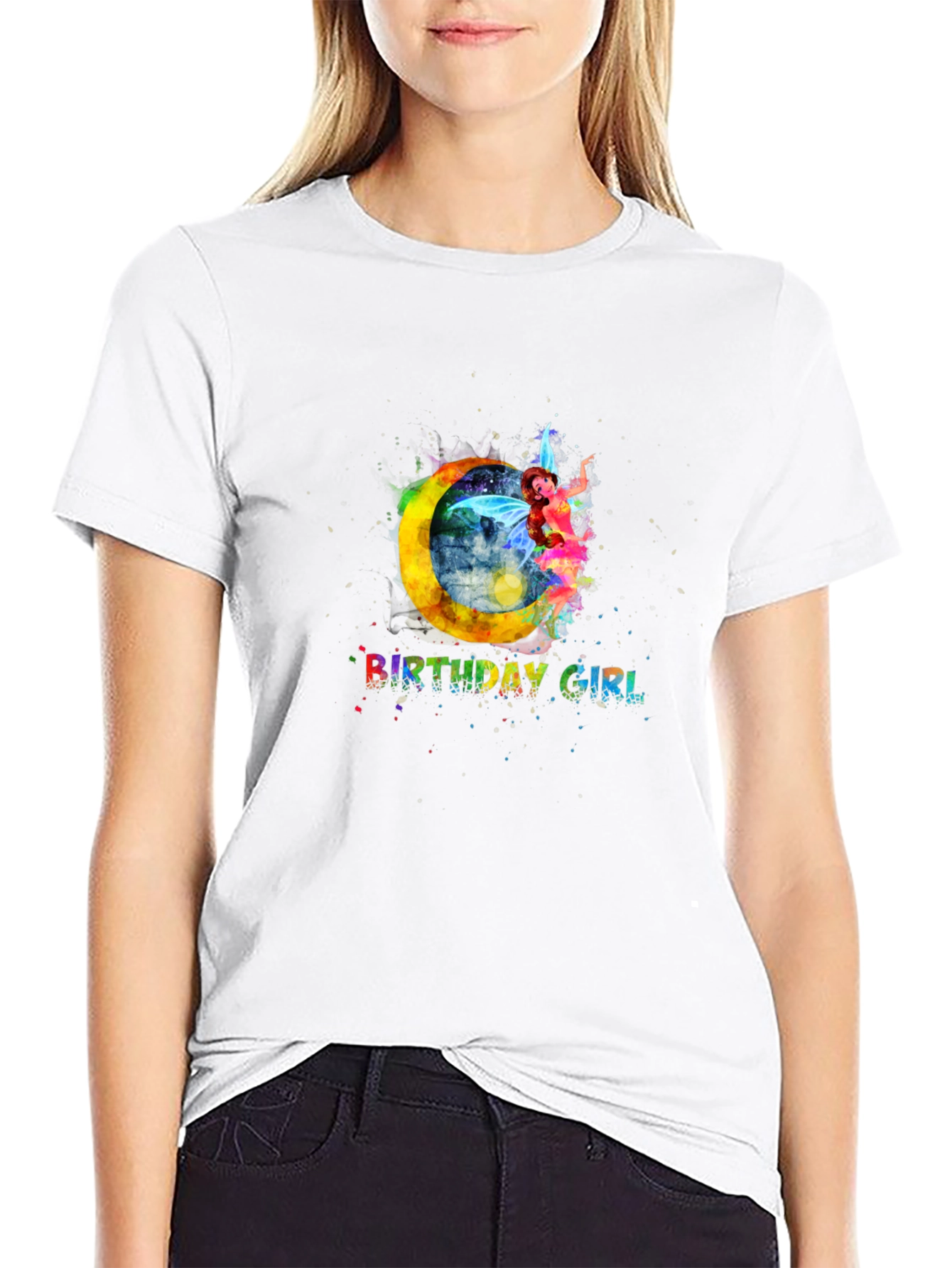 Birthday Girl Fairy Moon T-Shirt - Black