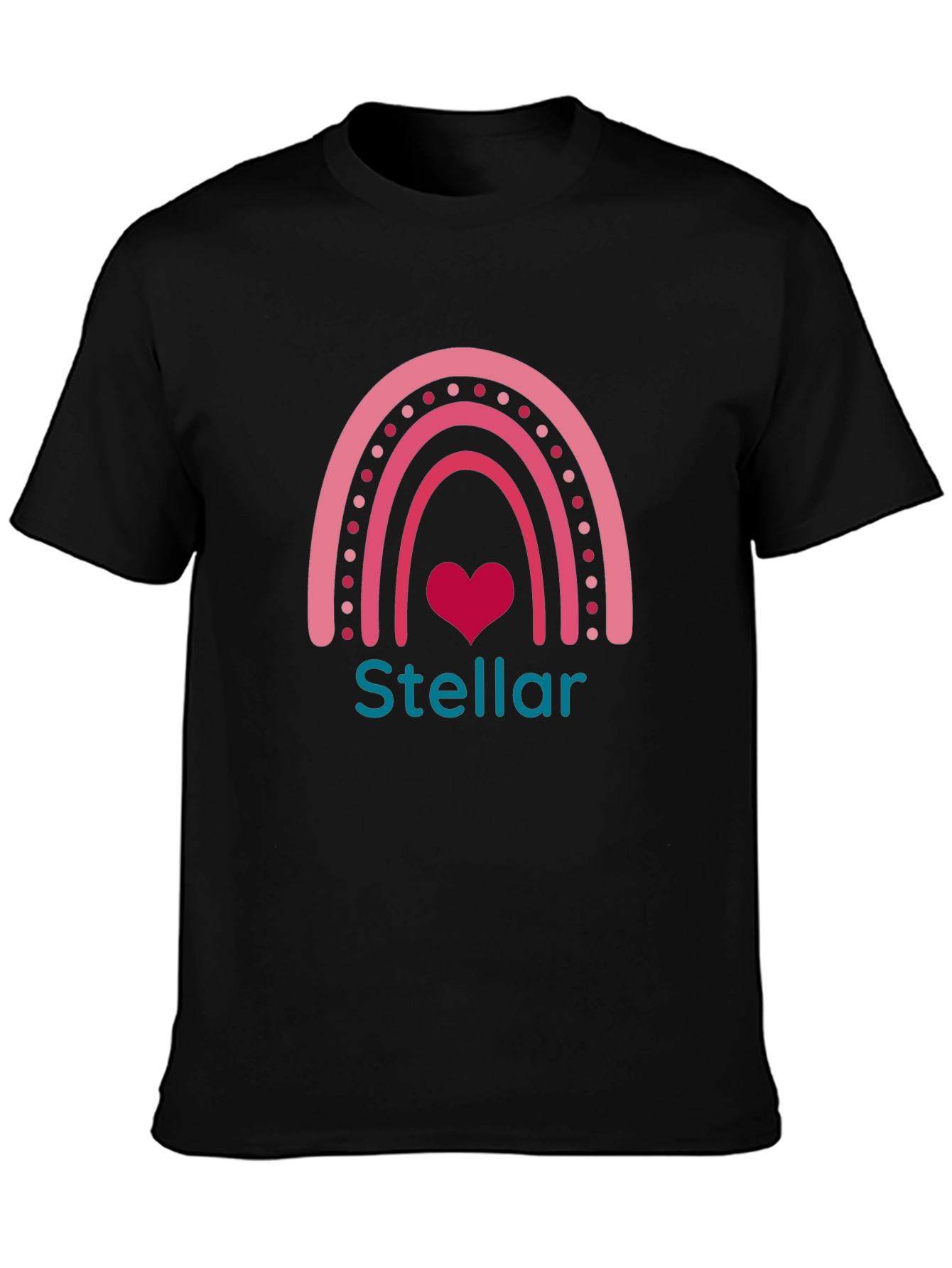 Stellar Rainbow Heart Graphic Tee - Black