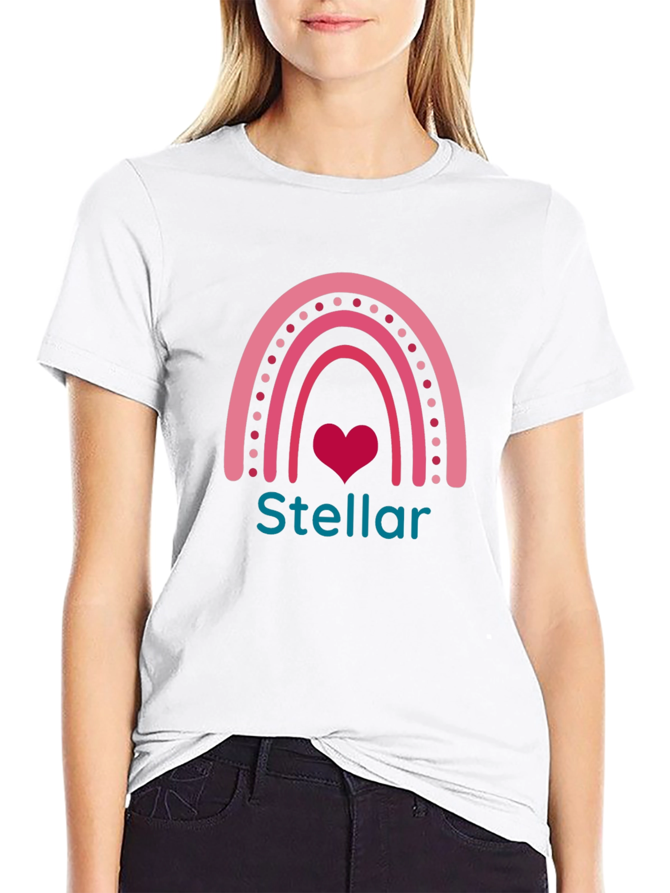 Stellar Rainbow Heart Graphic Tee - Black
