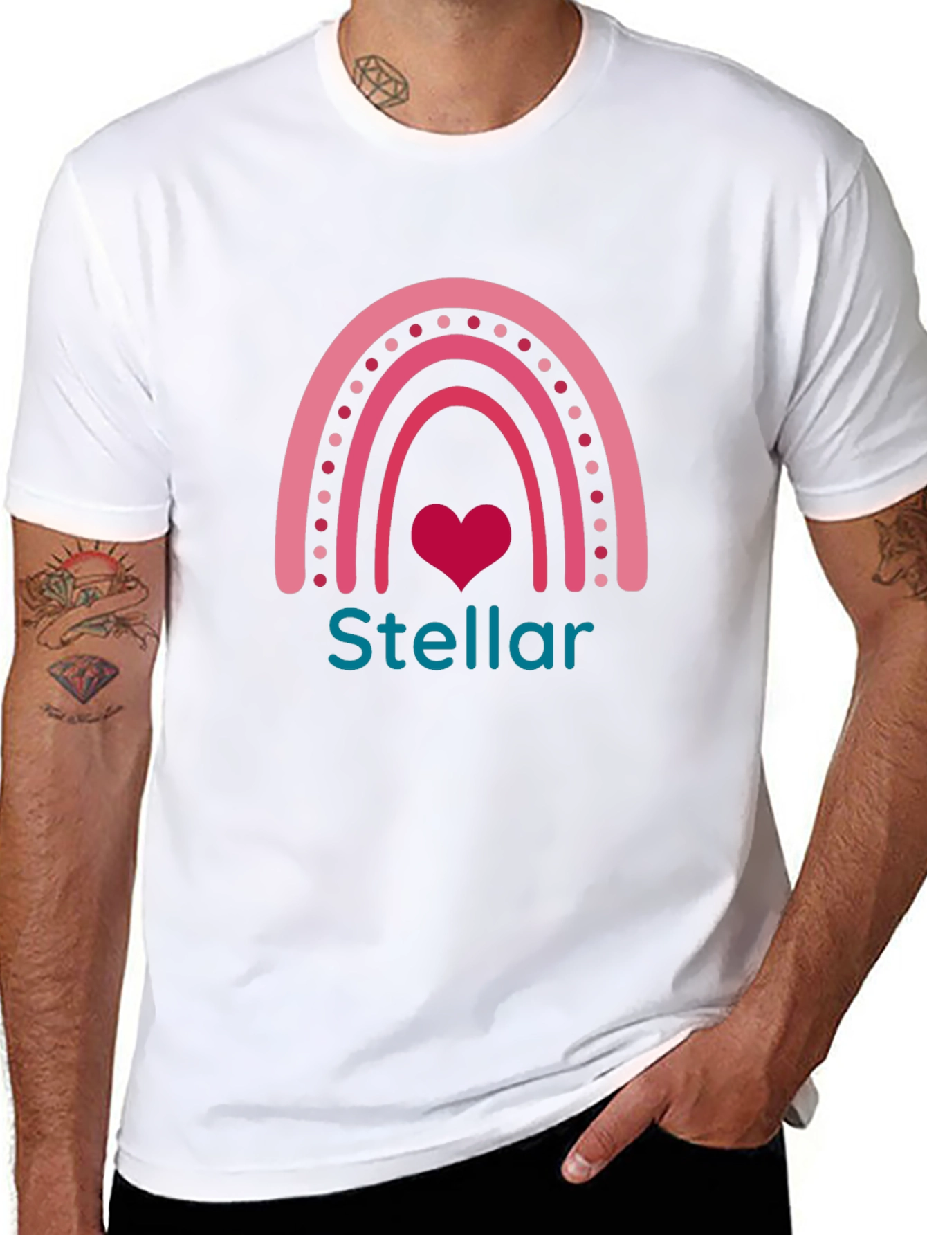 Stellar Rainbow Heart Graphic Tee - Black