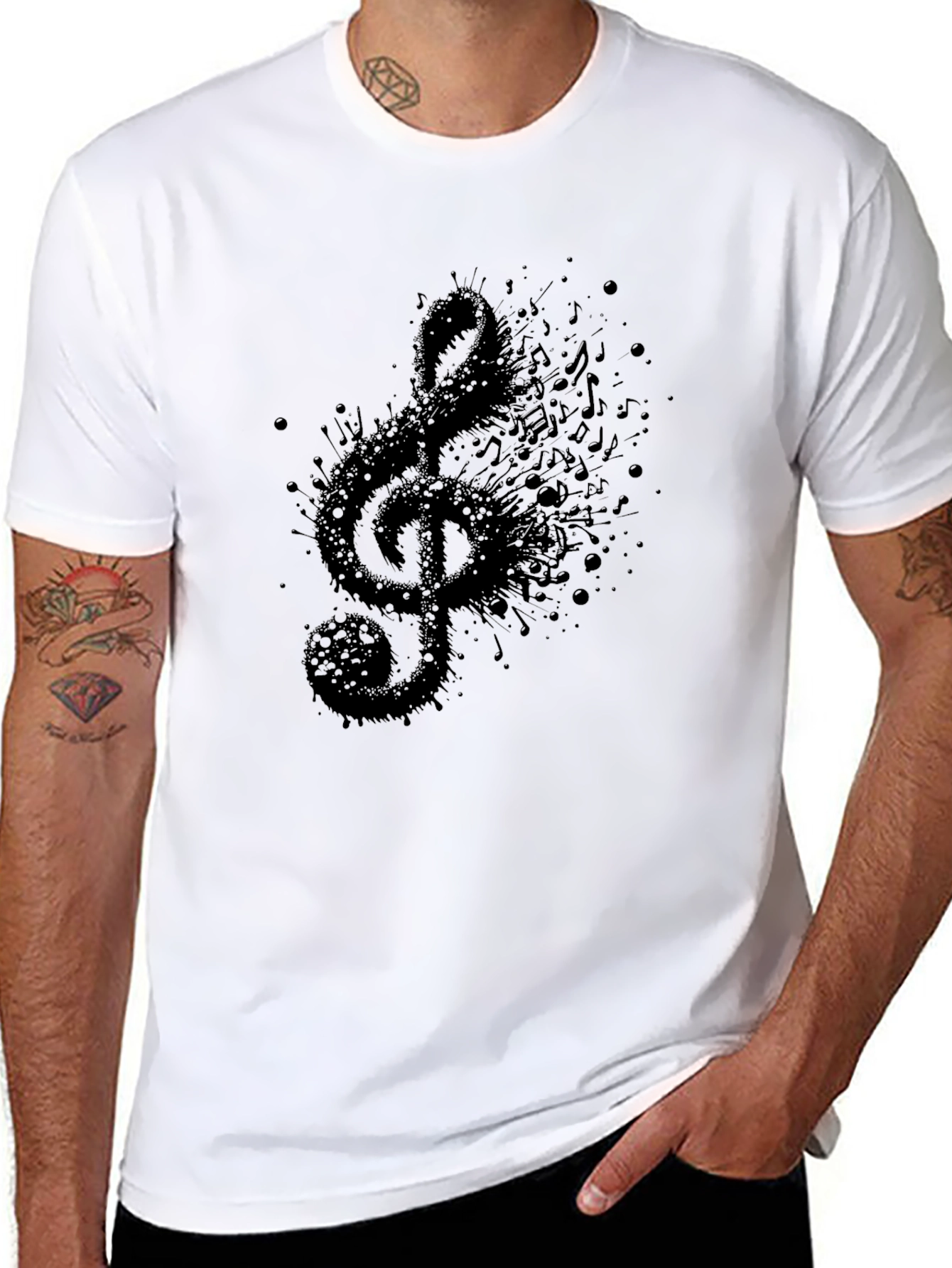 Music Treble Clef Mens Graphic T-Shirt