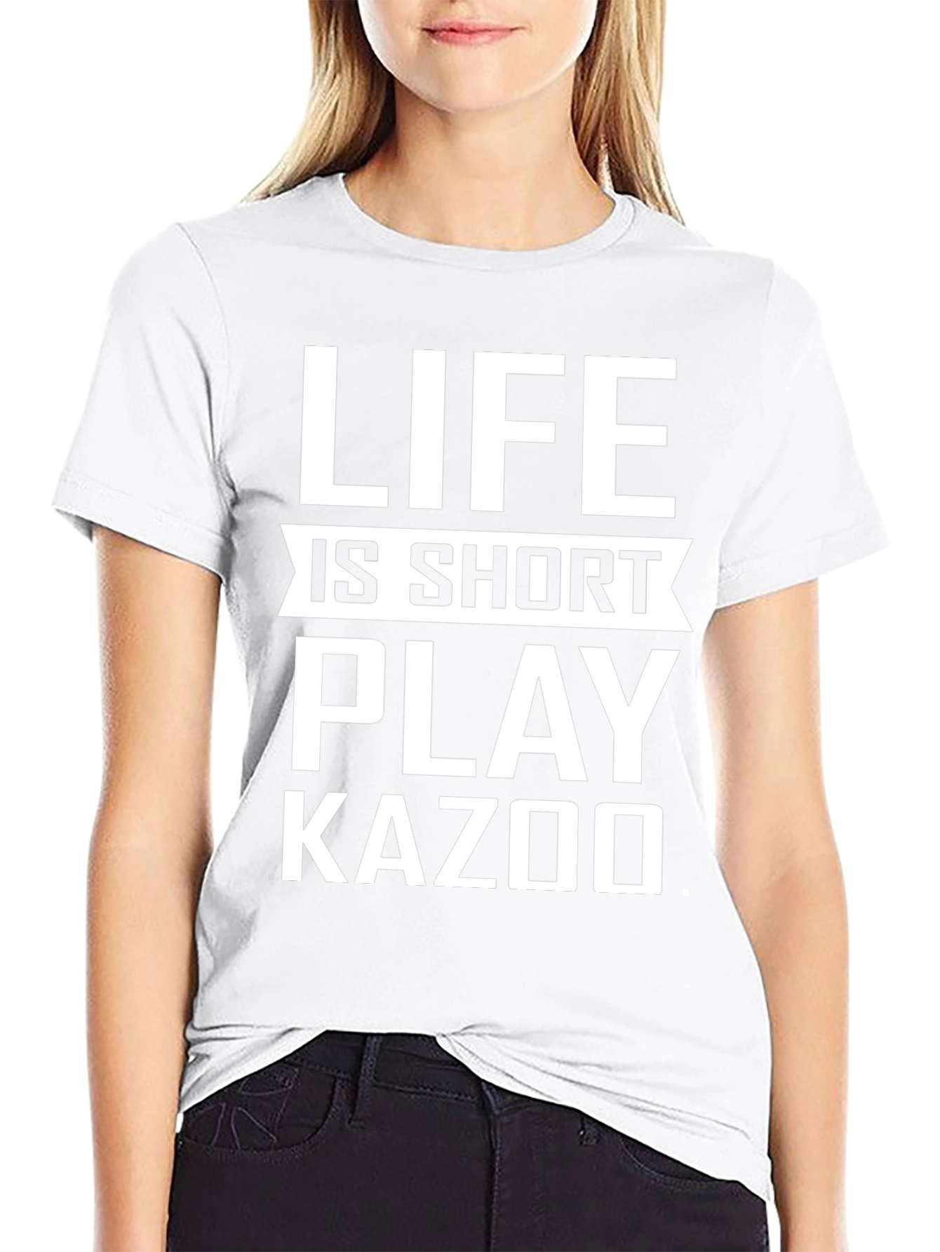 Life is Short Play Kazoo Black Graphic Tee