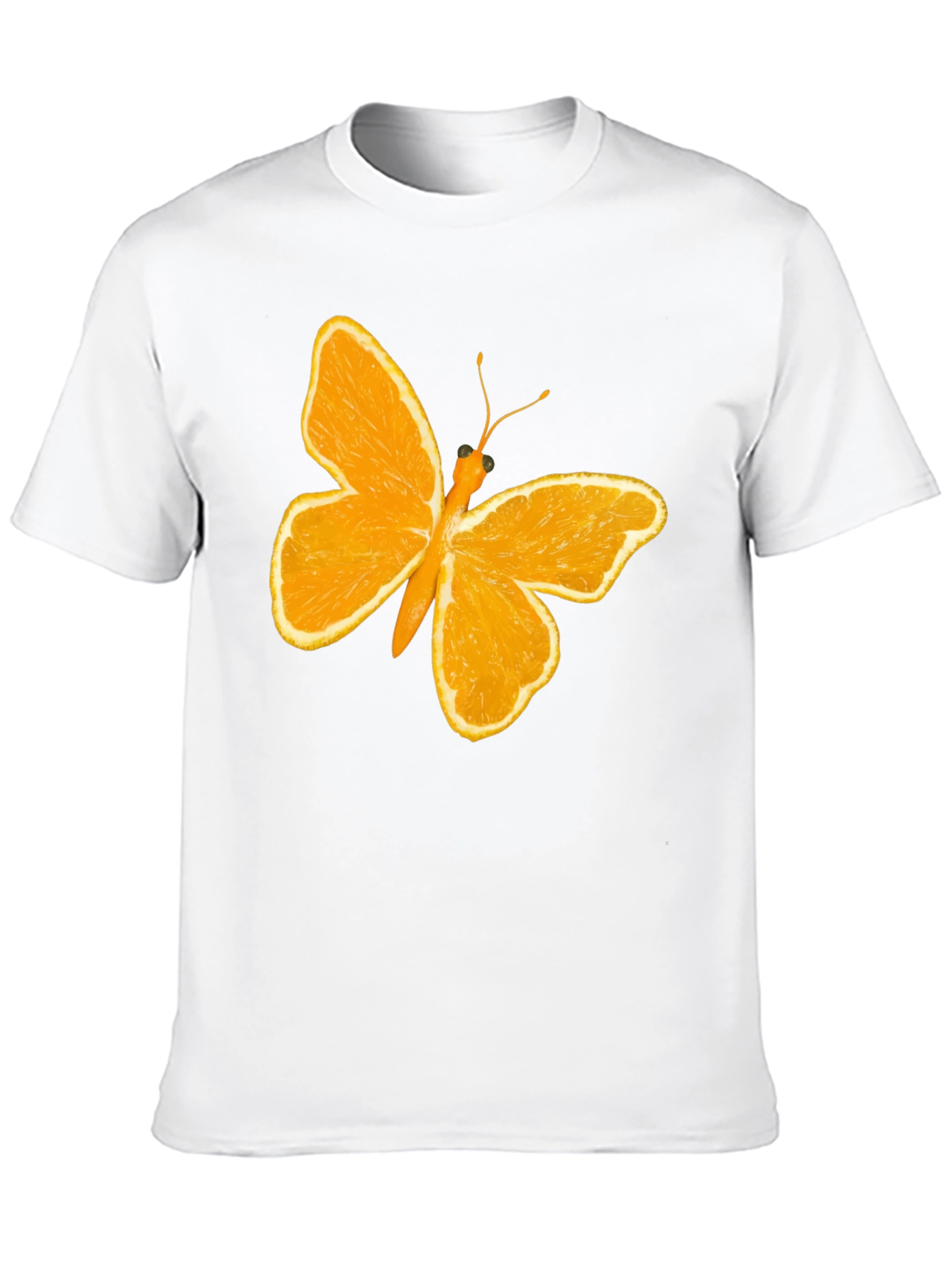 Orange Butterfly Graphic Black T-Shirt