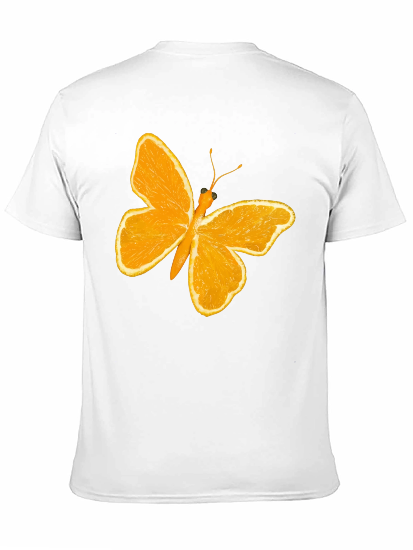 Orange Butterfly Graphic Black T-Shirt