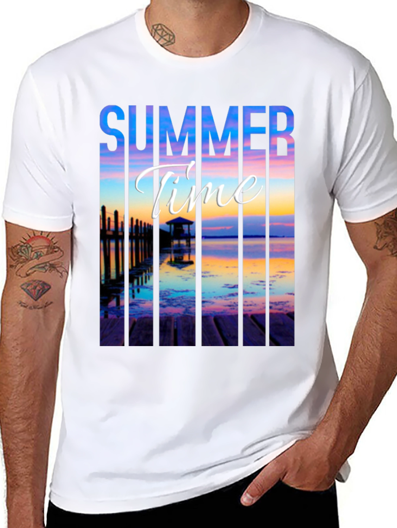 Summer Time Black Graphic T-Shirt